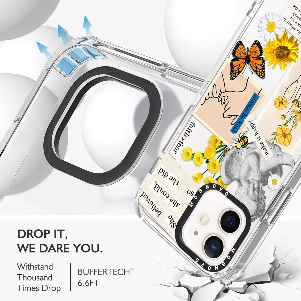 Mosnovo Case For Iphone 12 Mini, [Buffertech 6.6Ft Military-Grade Drop Protection] [Anti Peel Off Tech] Clear Tpu Bumper Phone C