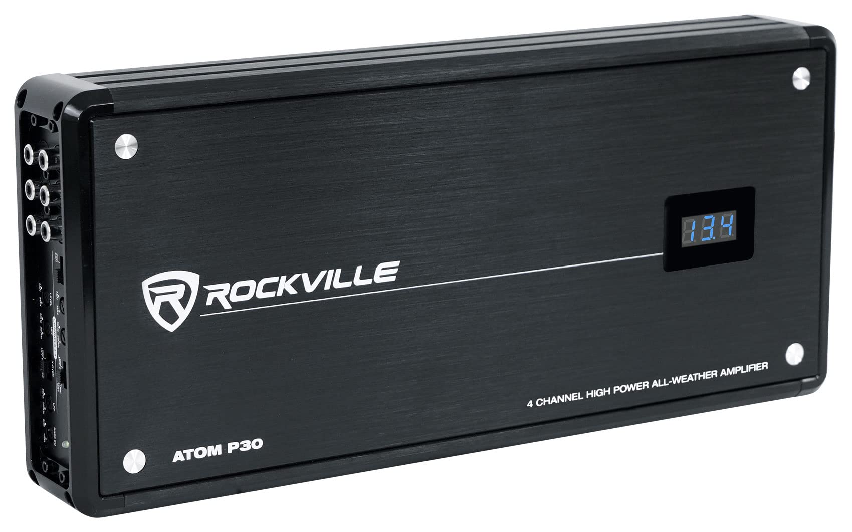 Rockville Atom P30 2400 Watt 4Channel Marine/ATV/Car Amplifier Amp+Volt Meter, Black
