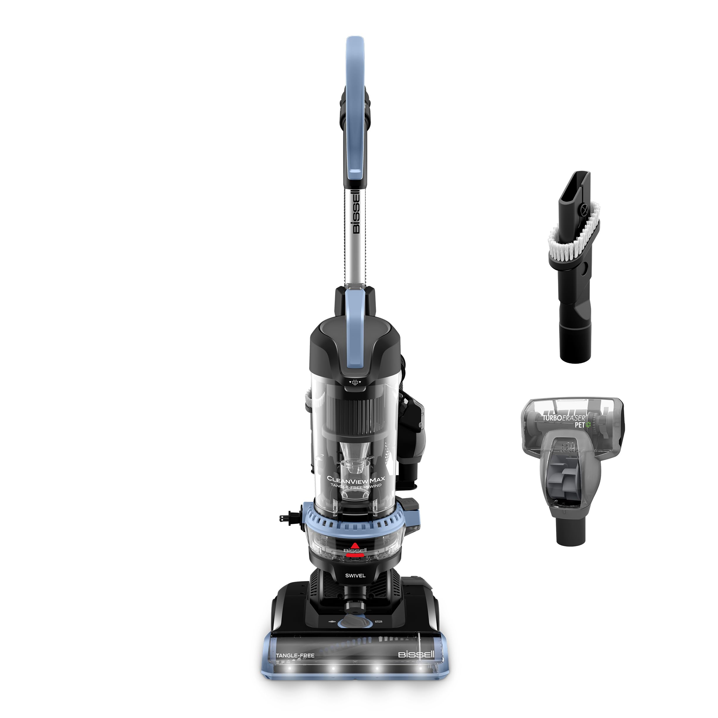 Bissell CleanView Max Tangle-Free Rewind with LED Headlights, Tangle-Free Brush Roll, Automatic Cord Rewind, Included pet Tools,