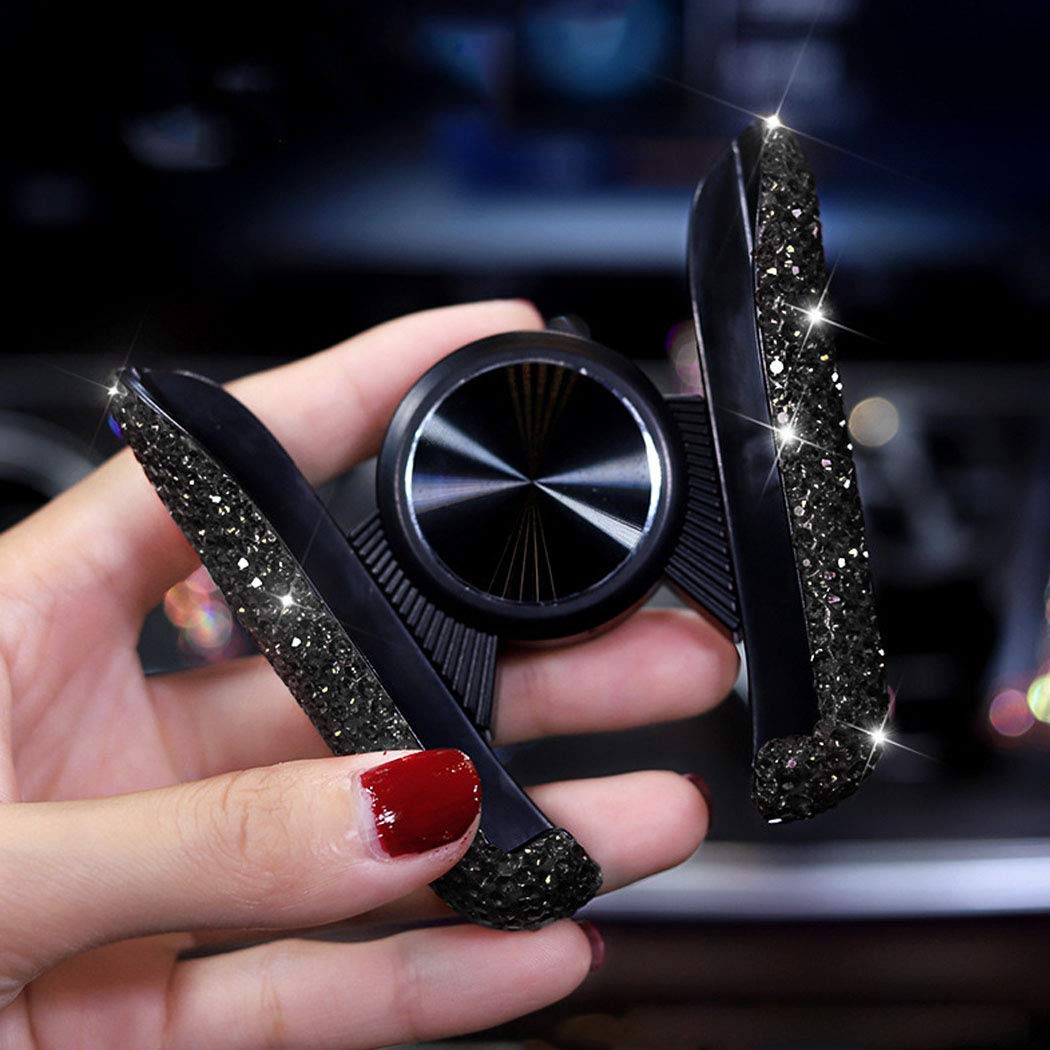 Suncaraccl Bling Car Phone Holder Mini Dash Air Vent Automatic Mount Universal 360Adjustable Crystal Auto Stand Accessories For