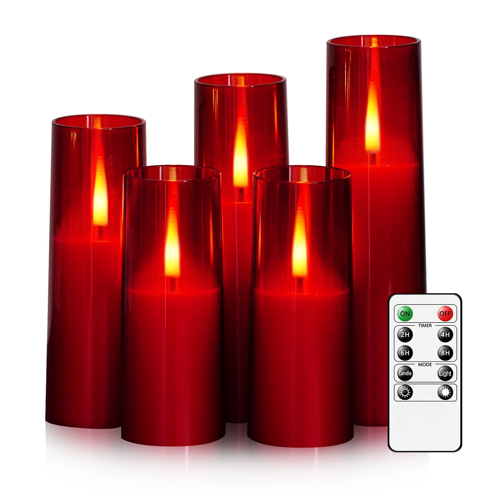 Thorbling Flameless Led Candles, Upgraded Realistic 5 Pcs Flickering Flame Pillar Candles, Battery Operated Candles With Remote