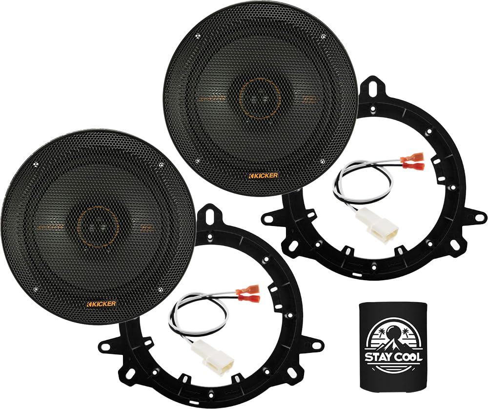 KICKER Rear Door 6.5 Speakers Kit for Toyota Tundra 2014-2018 Upgrade Kit - Pair of KS Series 6 1/2 Inch Coaxial Speakers with A