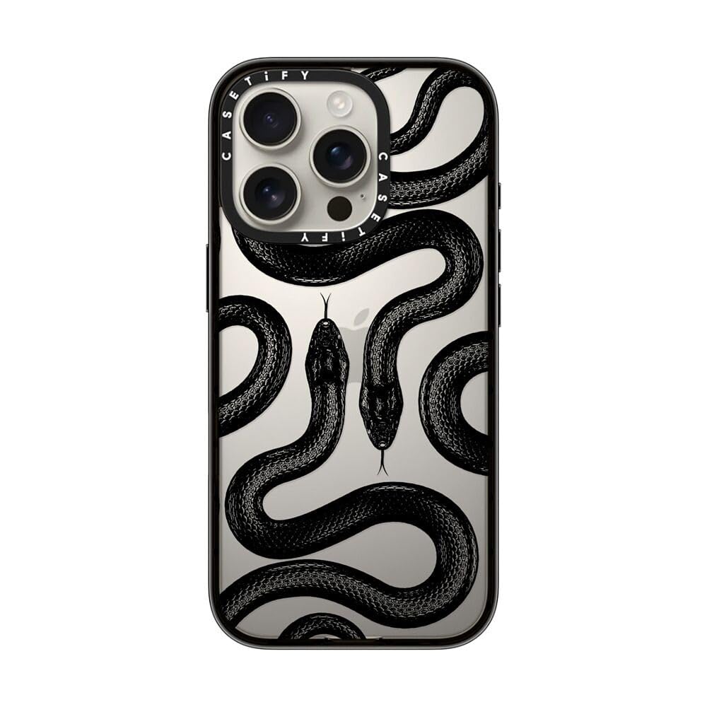 Casetify Compact Case For Iphone 16 Pro [Lightweight / 4 Ft. 2X Military Grade Drop Protection/Slim]   Black Kingsnake   Clear B