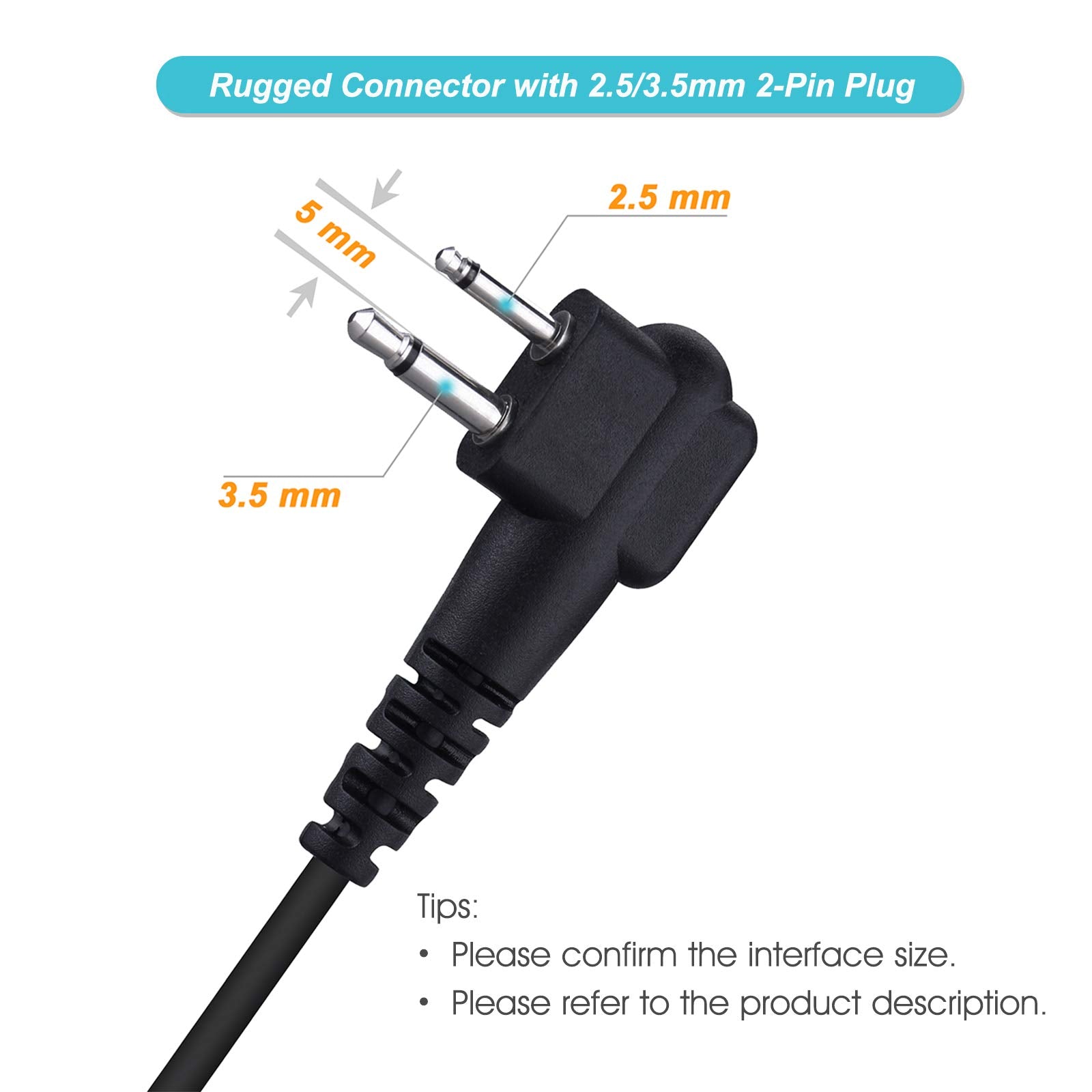 Commixc Shoulder Mic, Waterproof Ip55 Handheld Speaker Mic With External 3.5Mm Earpiece Jack, Compatible With 2.5Mm/3.5Mm 2 Pin Motorola Two Way Radios