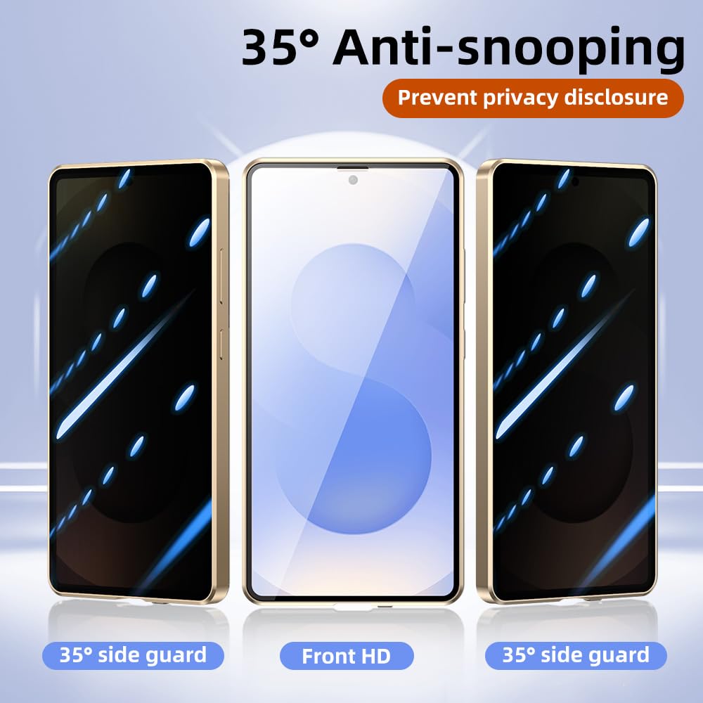 Jonwelsy Anti Peeping Case For Samsung Galaxy S25, 360 Degree Front And Back Privacy Tempered Glass Cover, Anti Spy Screen, Anti
