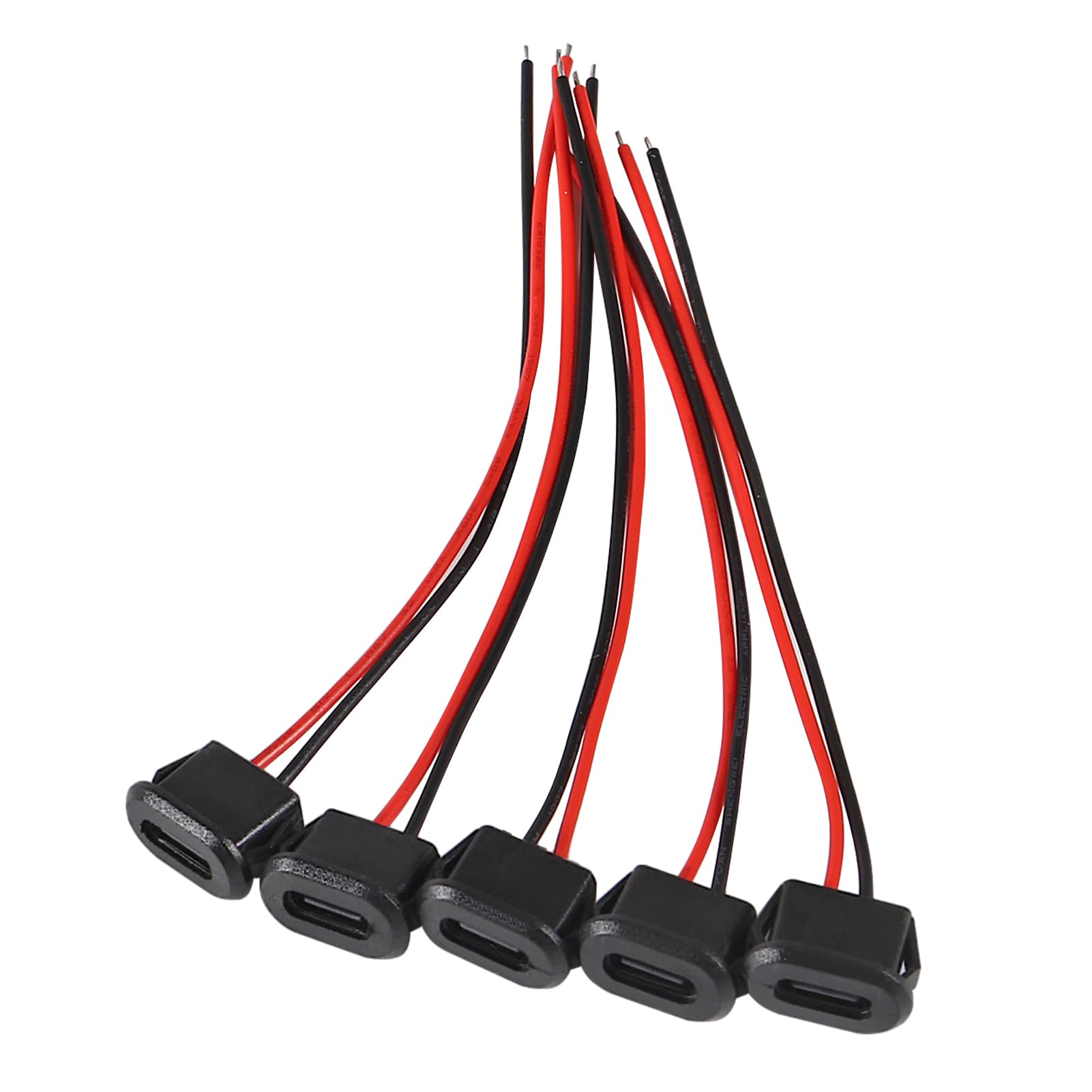 Almocn 5Pcs Type C Female Chassis 2 Pin Type C Female Socket Connector Waterproof Jack Female Charging Port With Card Buckle 3A