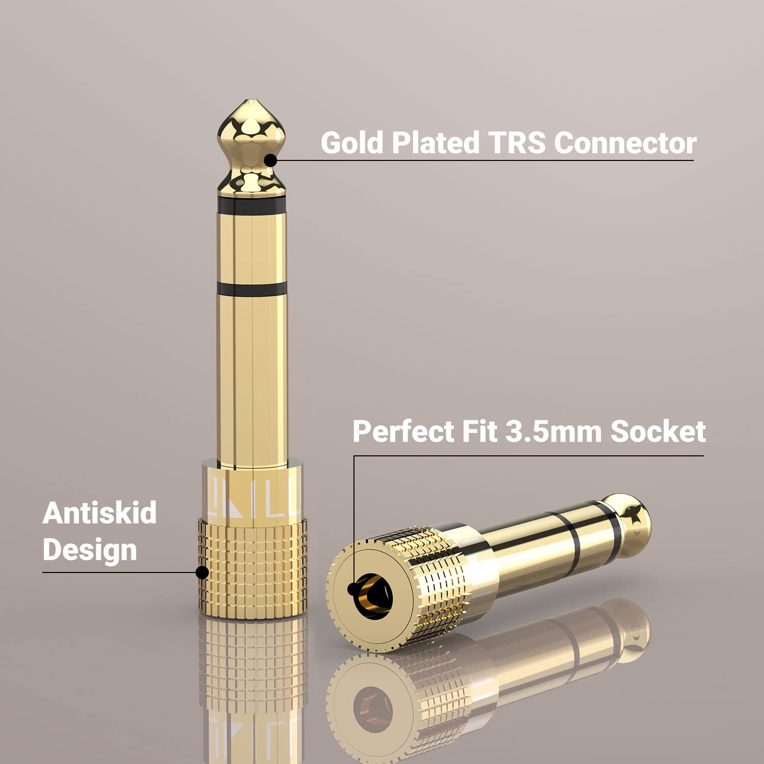 Cubilux 6.35Mm To 3.5Mm Audio Adapter, Gold Plated 1/4' Male To 1/8' Female Trs Stereo Aux Connector Converter For Guitar Keyboard Digital Piano Studio Monitor Amplifier Mixer Splitter, 3 Pack