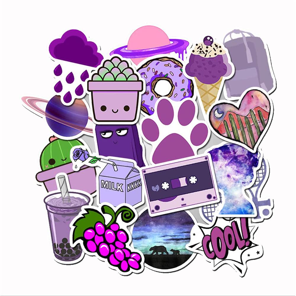 Girl'S Purple Aesthetic Stickers Waterproof Cute Stickers 50 Pcs Water Bottle Laptop Phone Stickers For Teens Kids