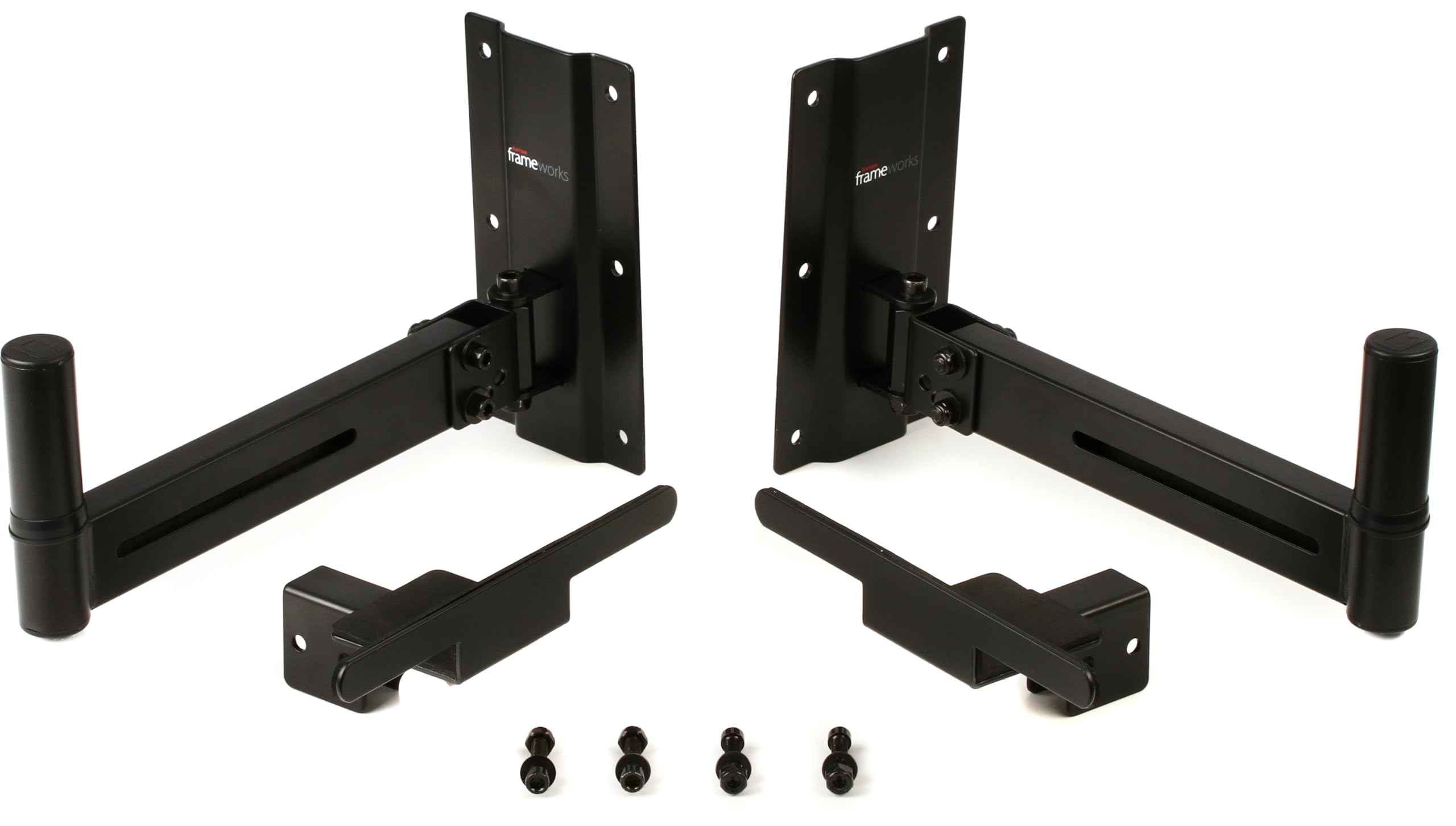Gator Frameworks Adjustable Studio Speaker Wall Mount, Fits Both 38Mm & 35Mm Speaker Mounts - 100Lb Weight Capactiy, Black Finis