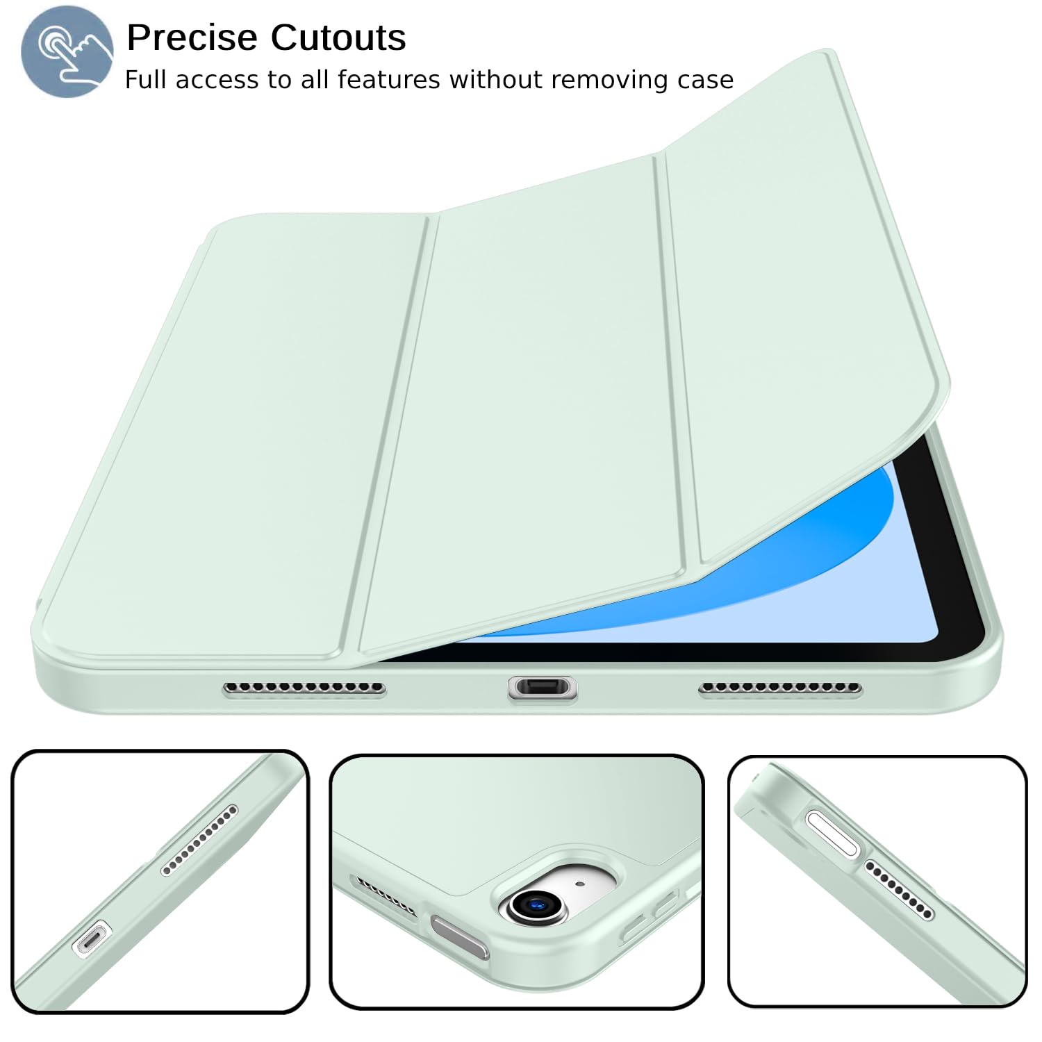 Imieet New Ipad 10Th Generation Case 2022 10.9 Inch With Pencil Holder, Trifold Stand Smart Case With Soft Tpu Back,Auto Wake/Sleep(Color Light Green)