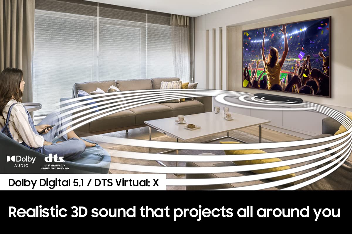 Samsung Hw-S50B/Za 3.0Ch All-In-One Soundbar W/Dolby 5.1, Dts Virtual:X, Q Symphony, Built In Center Speaker, Adaptive Sound Lit