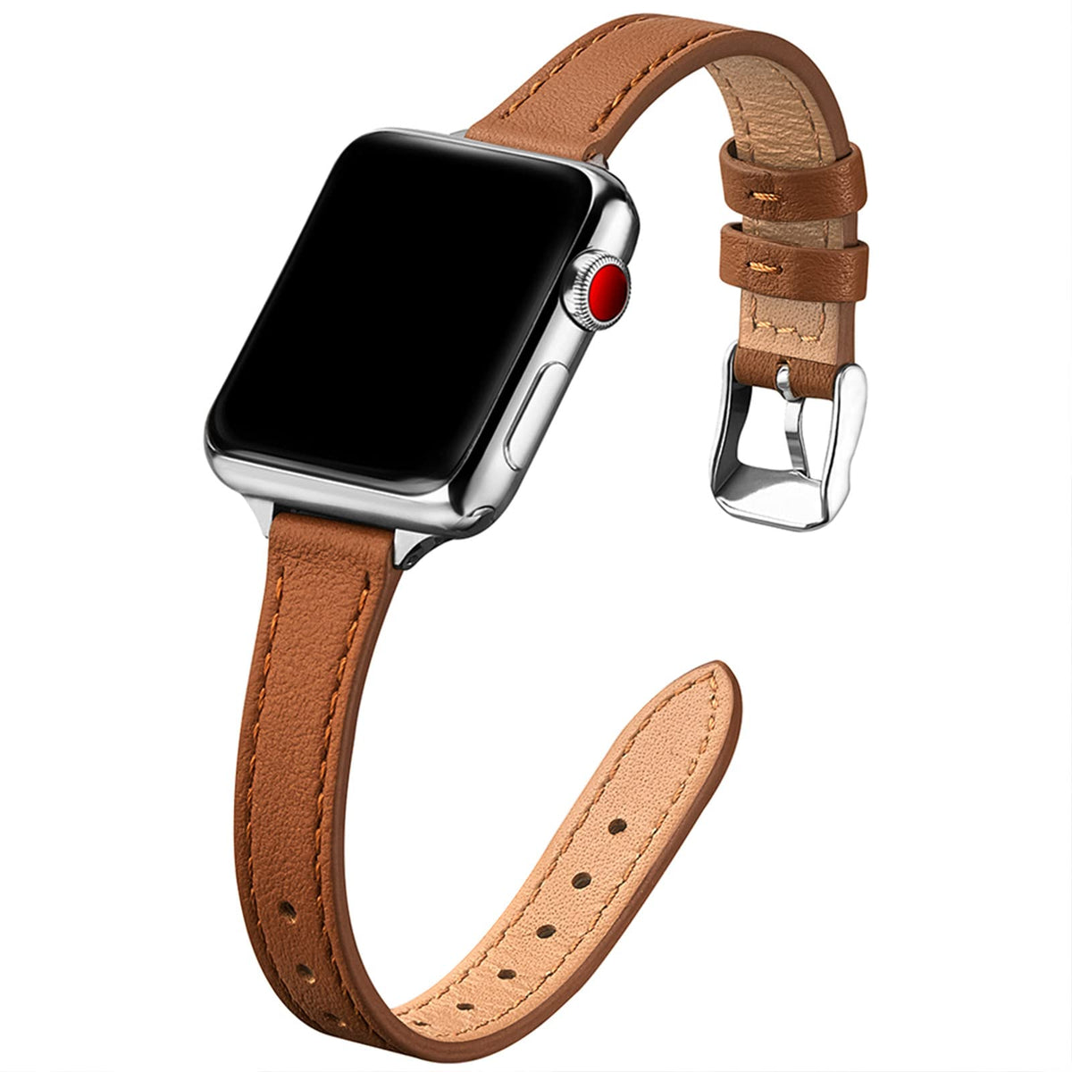 Stiroll Slim Leather Bands Compatible With Apple Watch Band 49Mm 46Mm 45Mm 44Mm 42Mm(Series 3 2 1), Top Grain Leather Watch Thin