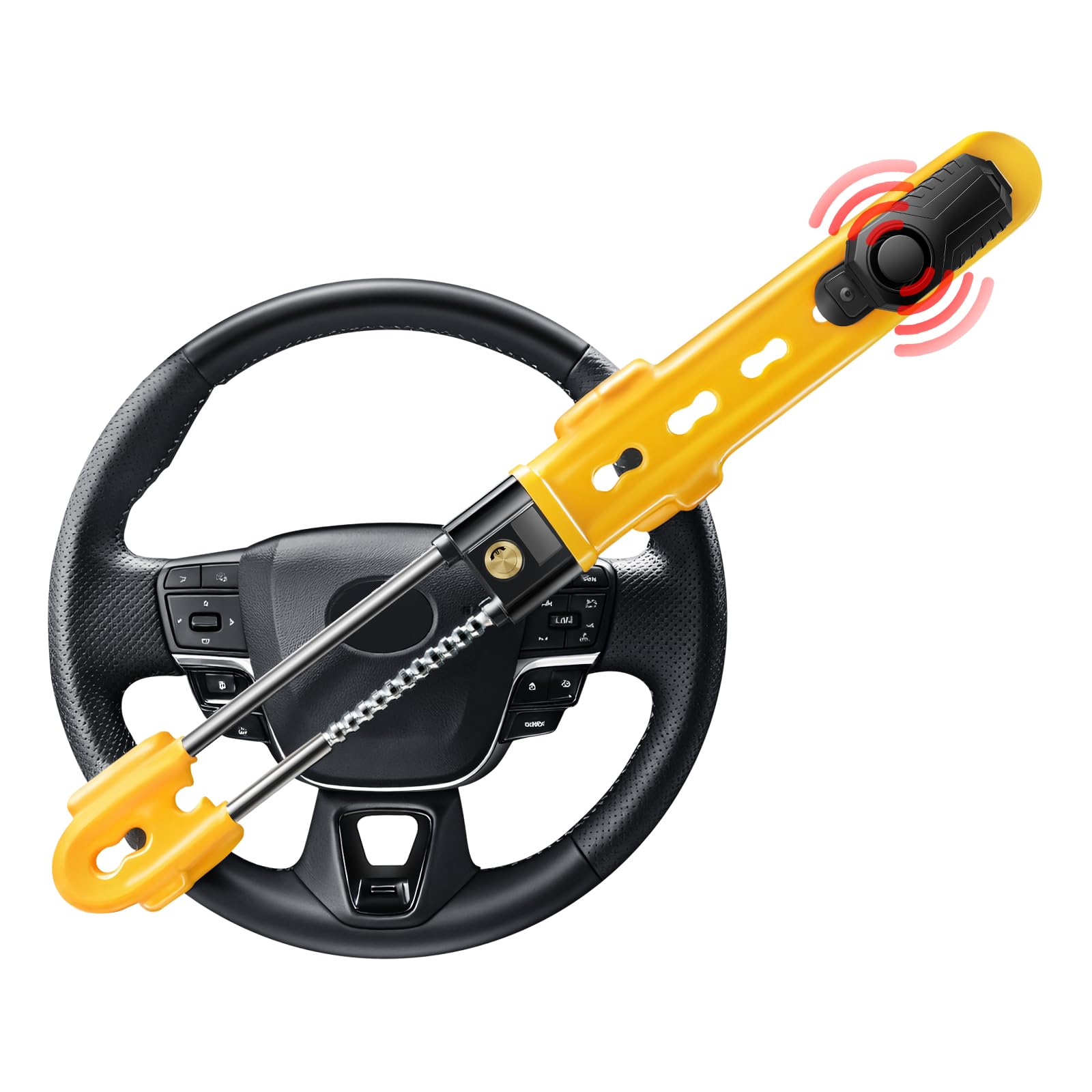 Steering Wheel Lock With 113Db Alarm, Electop Heavy Duty Anti-Theft Car Device Car Wheel Lock With Adjustable Locking And 3 Keys