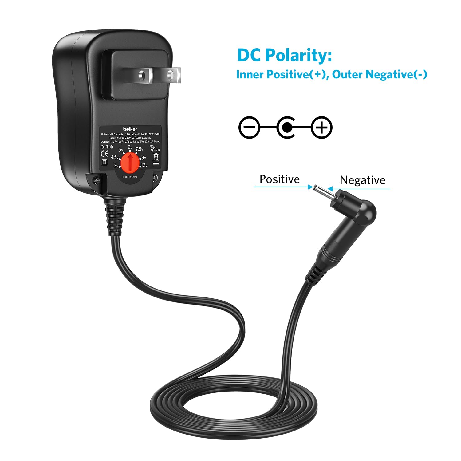 Belker 12W Universal 3V 4.5V 5V 6V 7.5V 9V 12V Ac Dc Adapter Power Supply For Household Electronics Router Speaker Smart Phone T