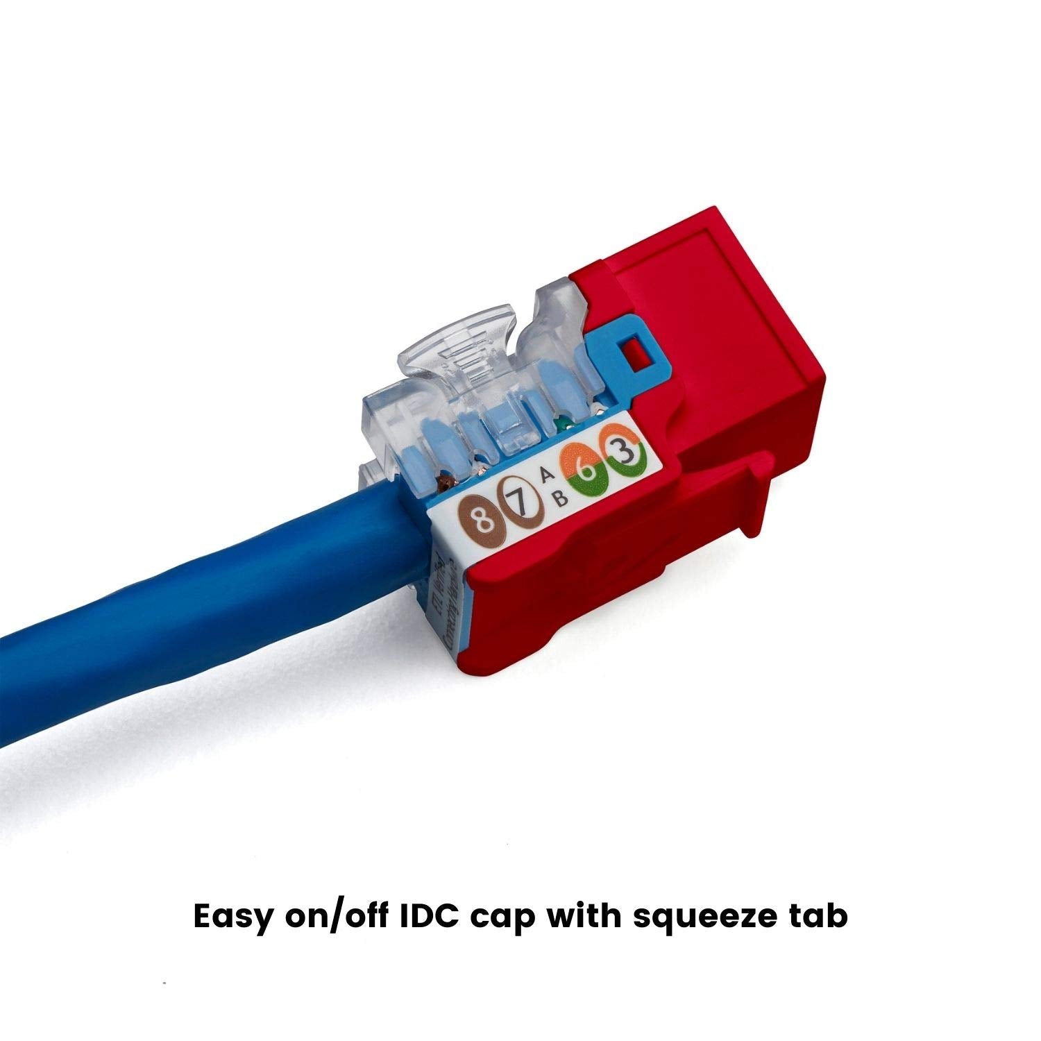 Truecable Cat6 Keystone Jack, Unshielded (Utp), 90 Degree Punch Down, Poe++ (4Ppoe) 100W, Ul Listed, Etl Verified, Ansi/Tia Certified, Modular Rj45 Female, Red, 24 Pack