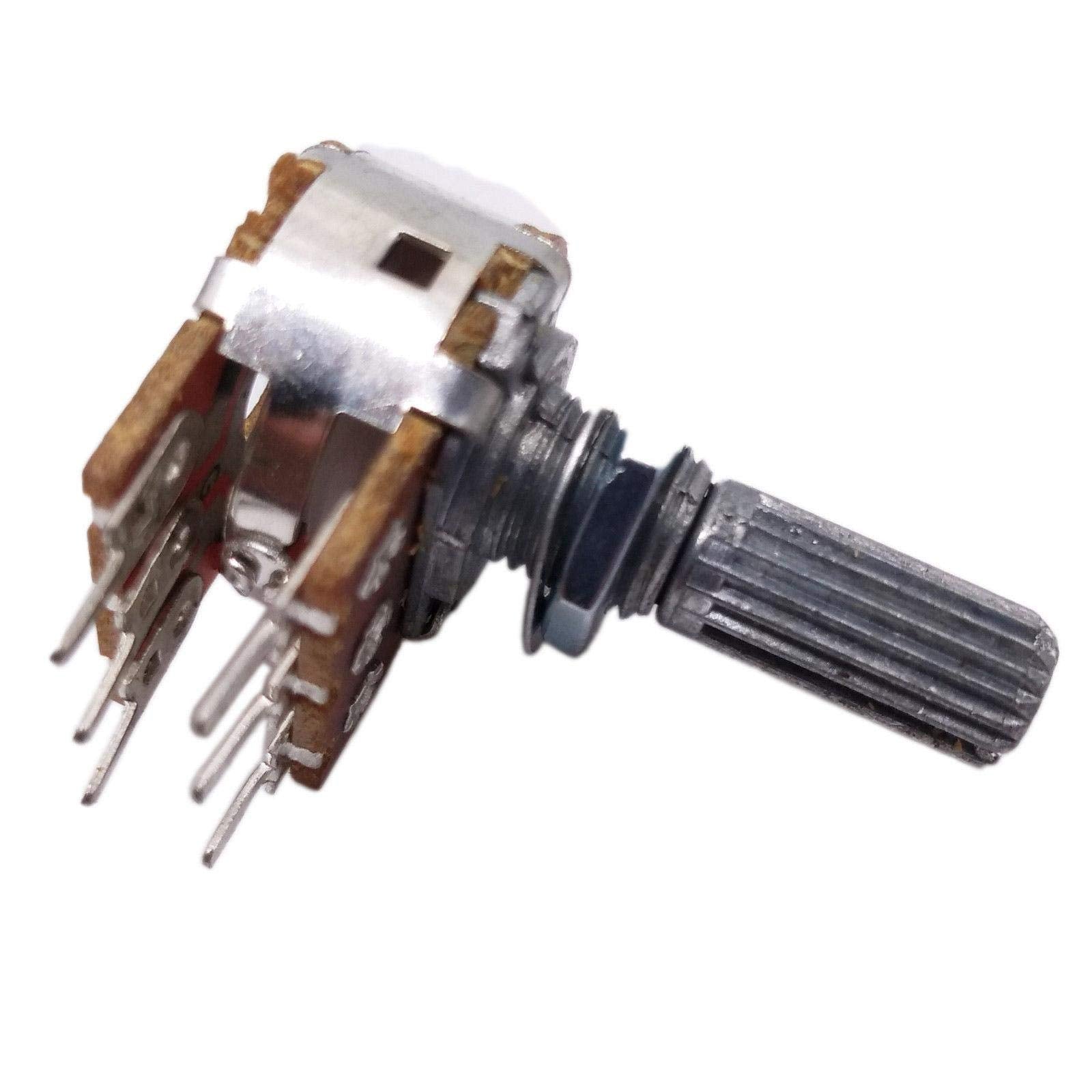 10Pcs 20K Ohm B20K Dual Stereo Potentiometer Pots Shaft S 20Mm 6Pin