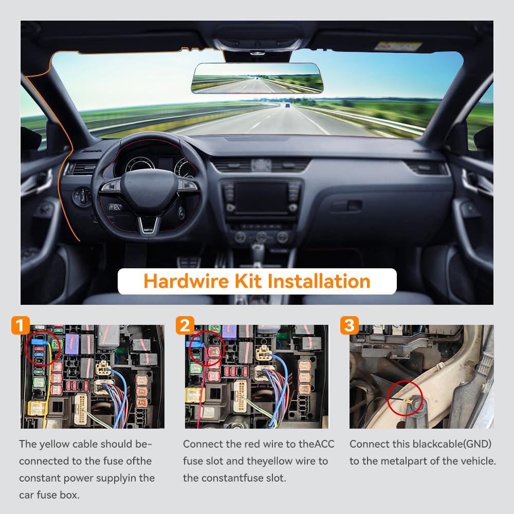 Wolfbox Usb C Hardwire Kit For G900 Pro/G840S/G930/G850/G900/840H Mirror Dash Cam, Not Suitable For G890, Parking Monitor With M