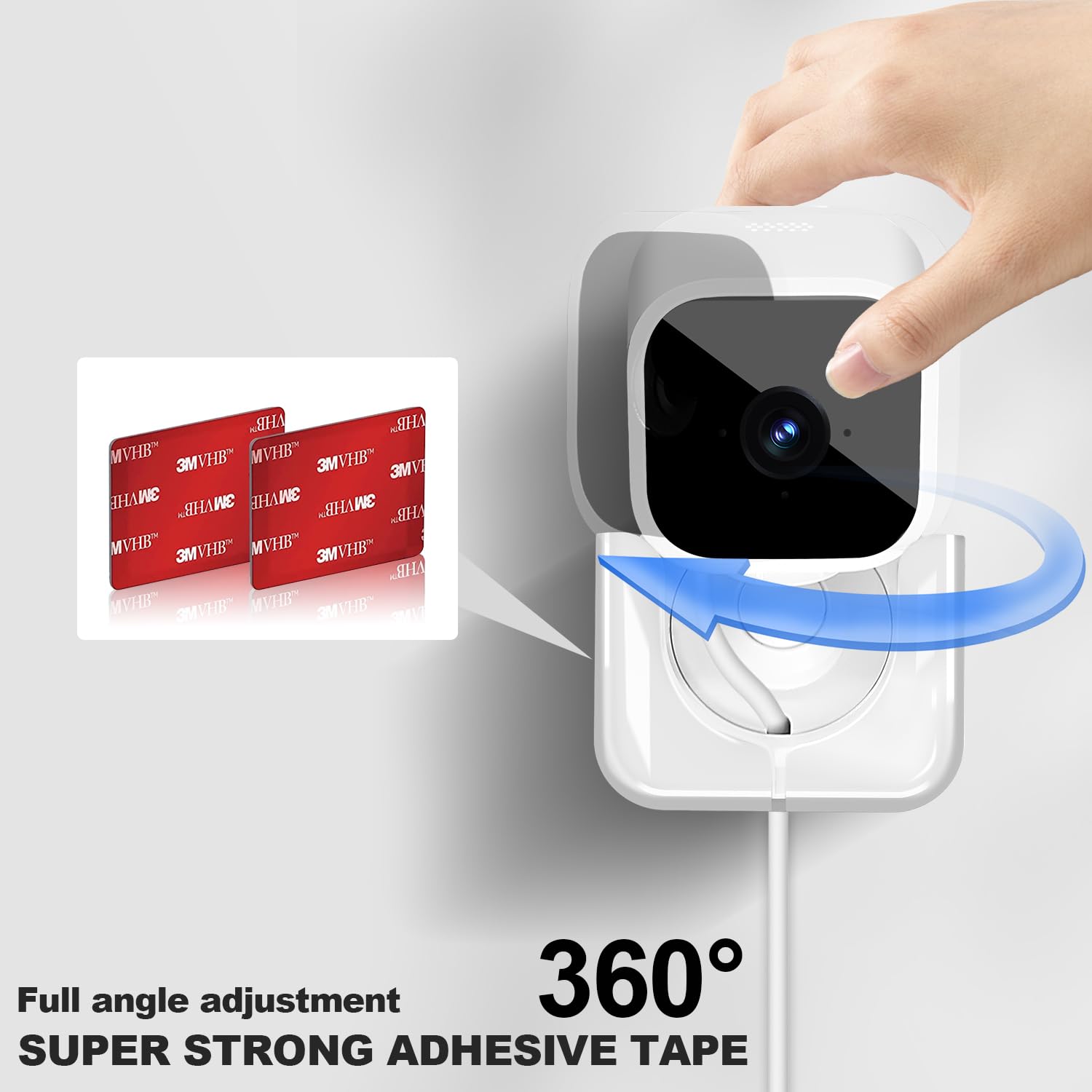 Blink Mini Camera Adhesive Wall Mount   Compact Durable Plug In Mount Bracket, 3M Vhb Strong Adhesive Strips, No Drill, No Screw