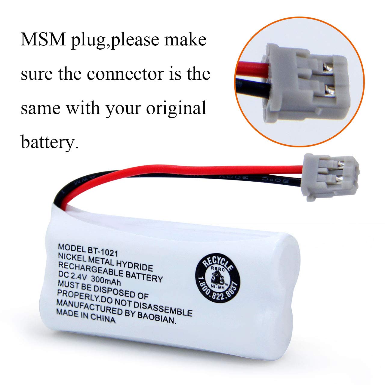 Baobian Bt 1021 Bbtg0798001 Rechargeable Battery Replacement Compatible With Uniden Cordless Handset Telephones Model Bt1021 Bt 1008 Bt 1016 2.4V Ni Mh 2 Pack