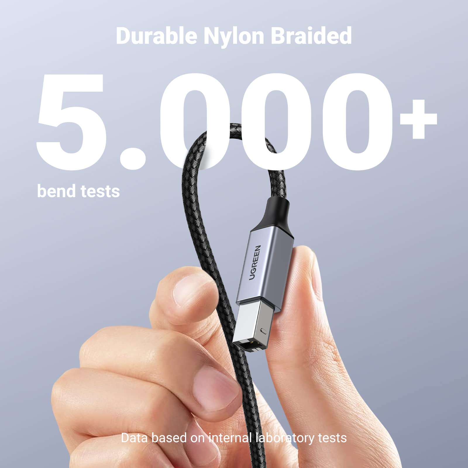 Ugreen Usb B To Usb C Printer Cable 10 Ft, Nylon Braided Usb C To Usb B Printer Cable For Macbook Pro/Air, Usb C Midi Cable Comp