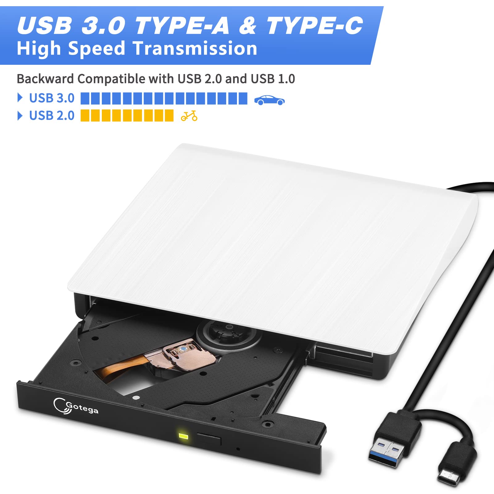 External Dvd Drive Usb 3.0 Type C Usb C Portable Cd/Dvd +/ Rw Disk Drive External Cd Drive Dvd Player For Laptop Cd/Dvd Rom Burn