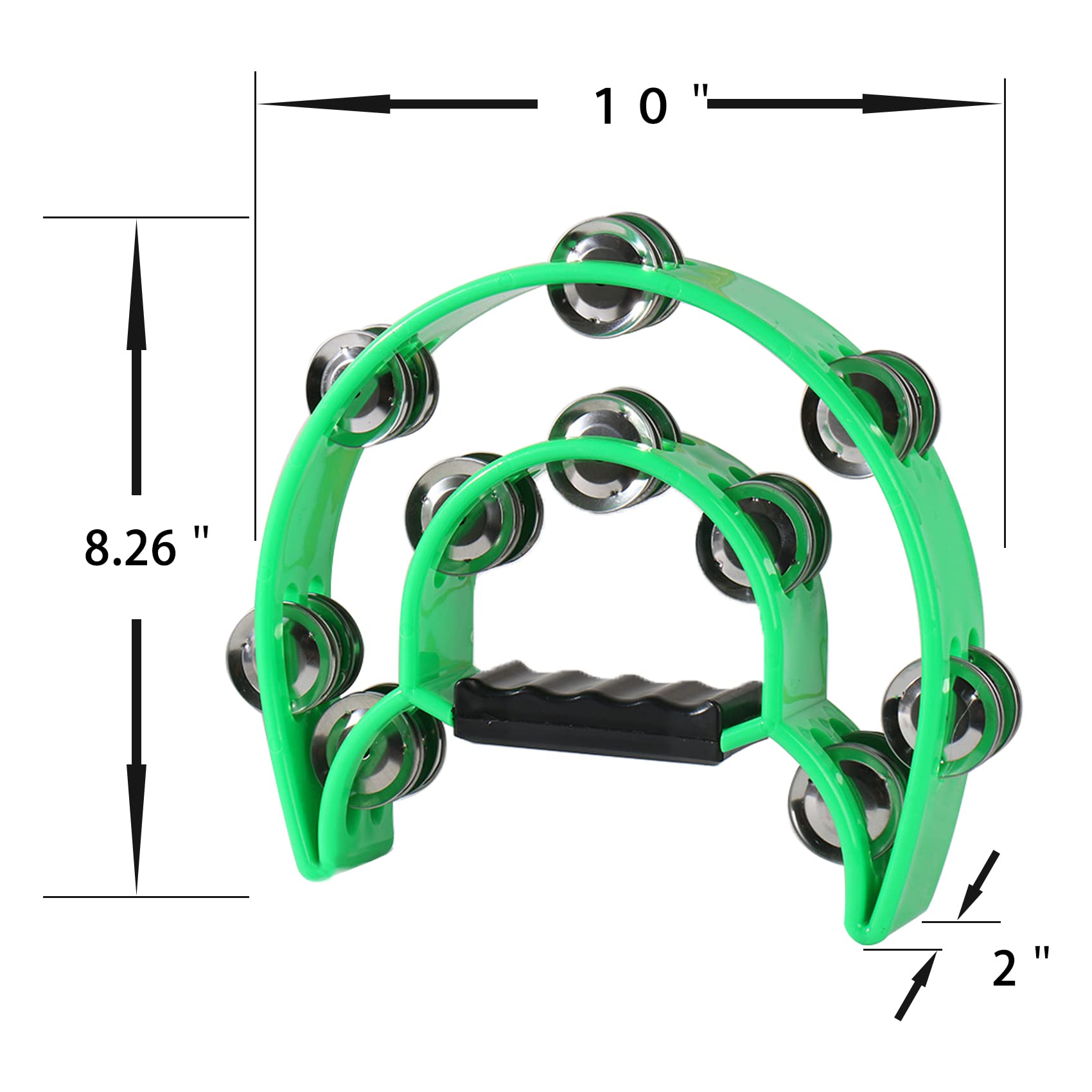 4 Pack Tambourine For Adults, Handheld Tambourine With Metal Jingles, Tamborines Musical Instrument, Half Moon Percussion Tambou