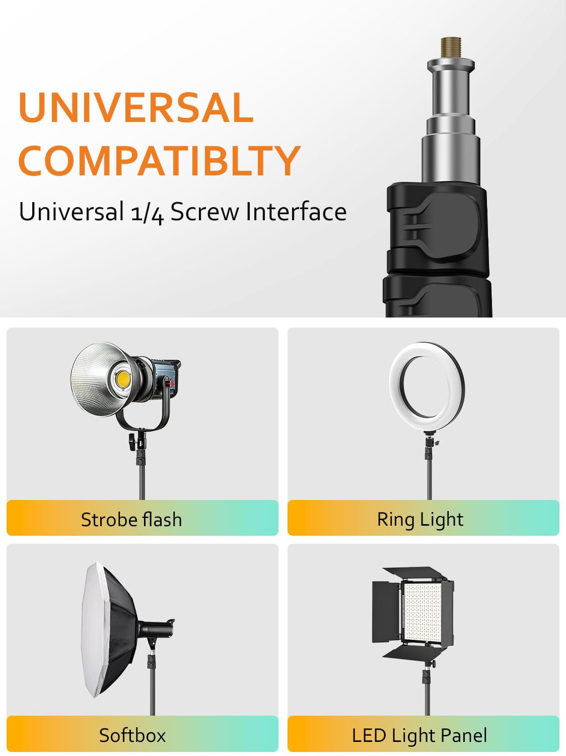 Aochuan 1.7M Complete Camera Tripod For Smartphones Camera Gimbal Stabilizers W/ 0.44M ~1.7M Aluminum Alloy Lighting Stand(T20)