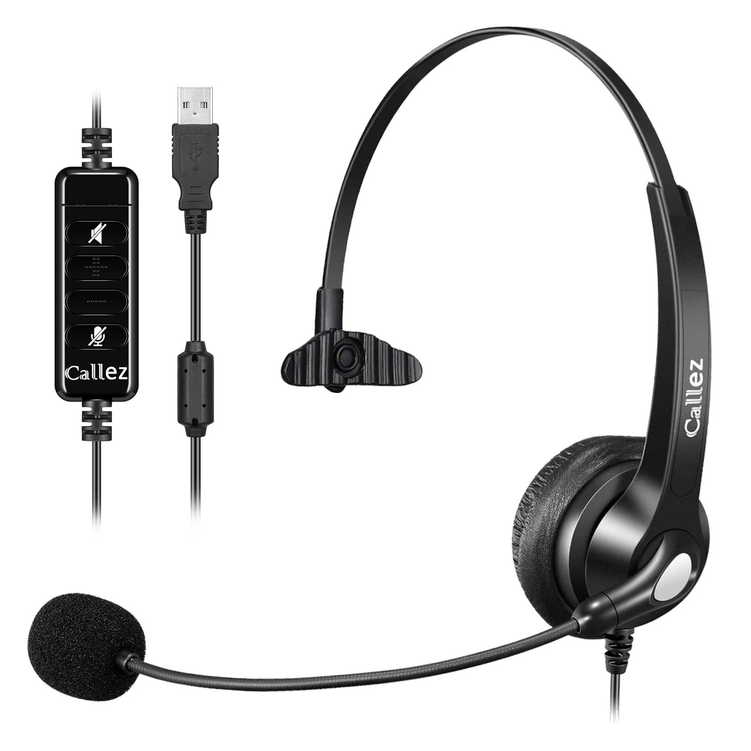 Usb Headset With Microphone For Pc, Computer Headset With Microphone Noise Cancelling & Mute For Mac Laptop, Wired Usb Headphones For Call Center Office Classroom Skype Zoom