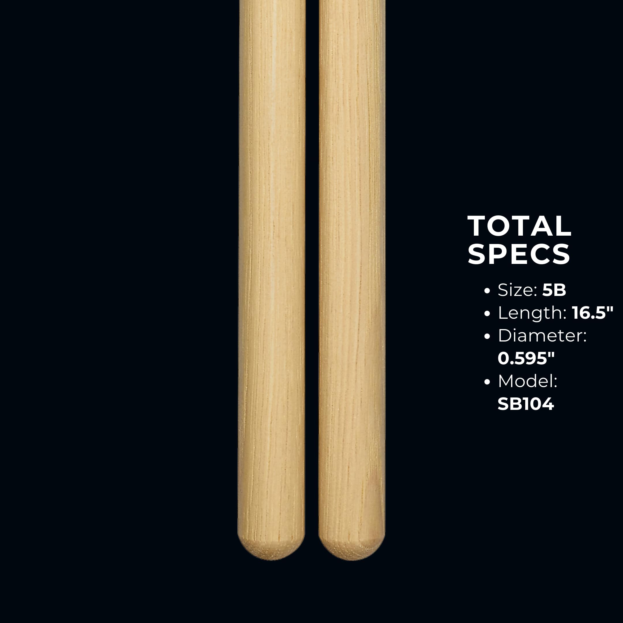 Meinl Stick & Brush Drumsticks, Standard Long 5B Half Brick (6 Pairs, 5 Plus 1 Free)  American Hickory With Acorn Shape Wood Tip