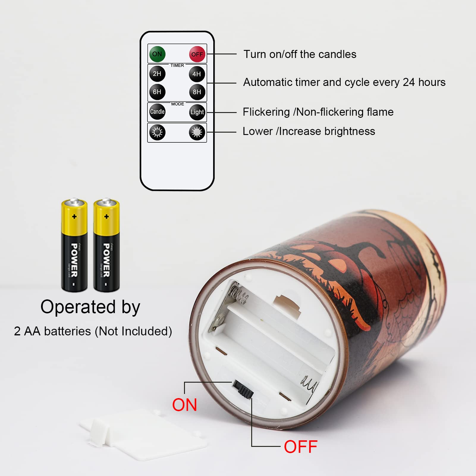 Eldnacele Halloween Flickering Candles With Pumpkin, Spider Web Decals, Orange Glass Battery Operated Flameless Led Candles With