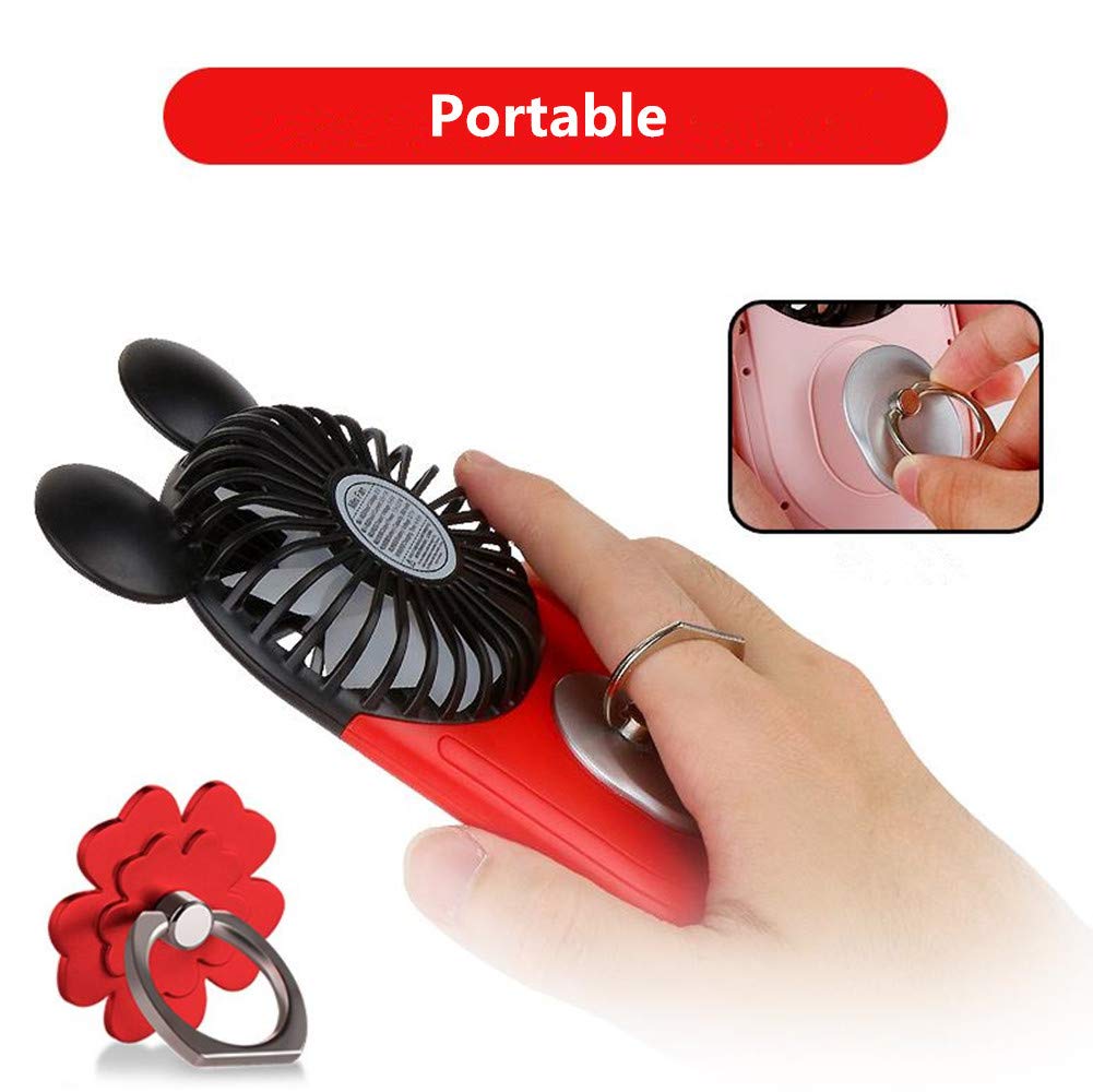 Decvo Cute Personal Mini Fan, Handheld & Portable Usb Rechargeable Fan With Beautiful Led Light, 3 Adjustable Speeds, Portable H