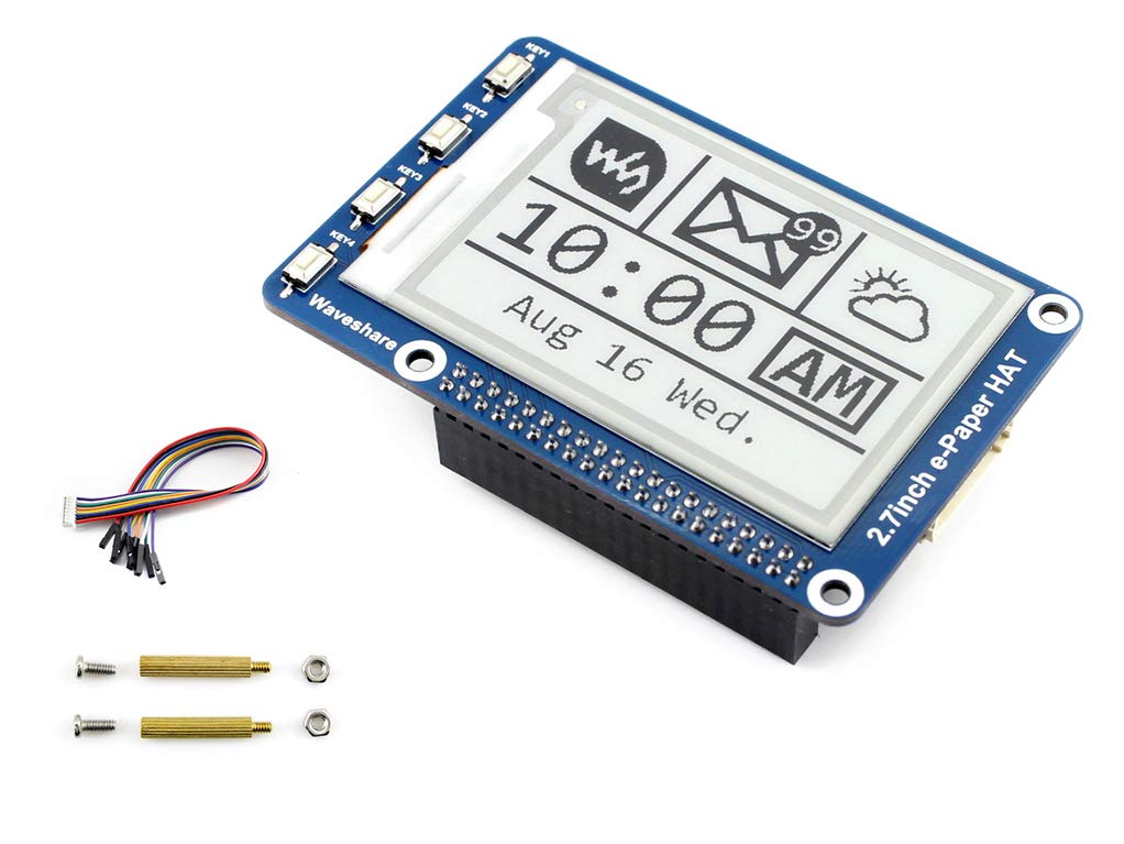 264X176 Resolution 2.7 Inch E Paper Display Hat E Ink Screen Lcd Module Spi Interface With Embedded Controller For Raspberry Pi