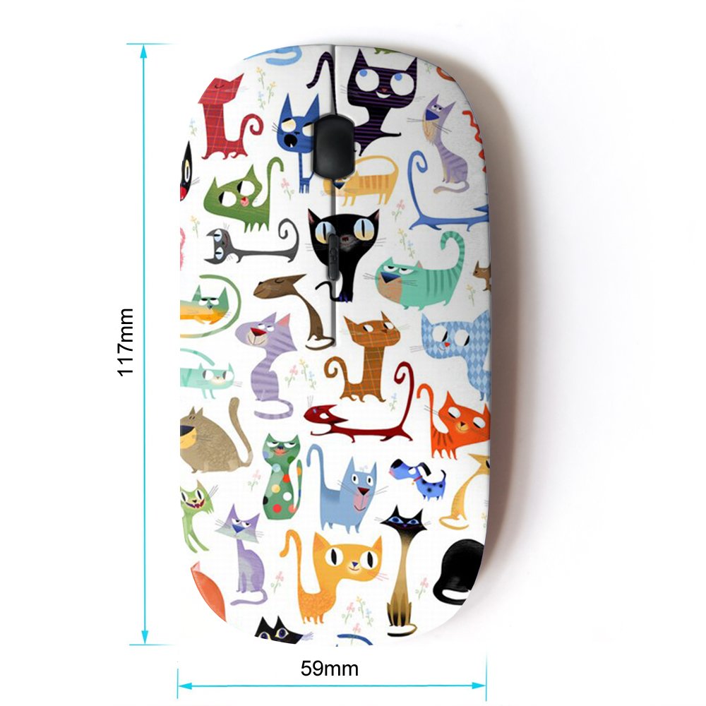 Koolmouse [ Optical 2.4G Wireless Mouse [ Abstract Cat Pattern White Kittens ]