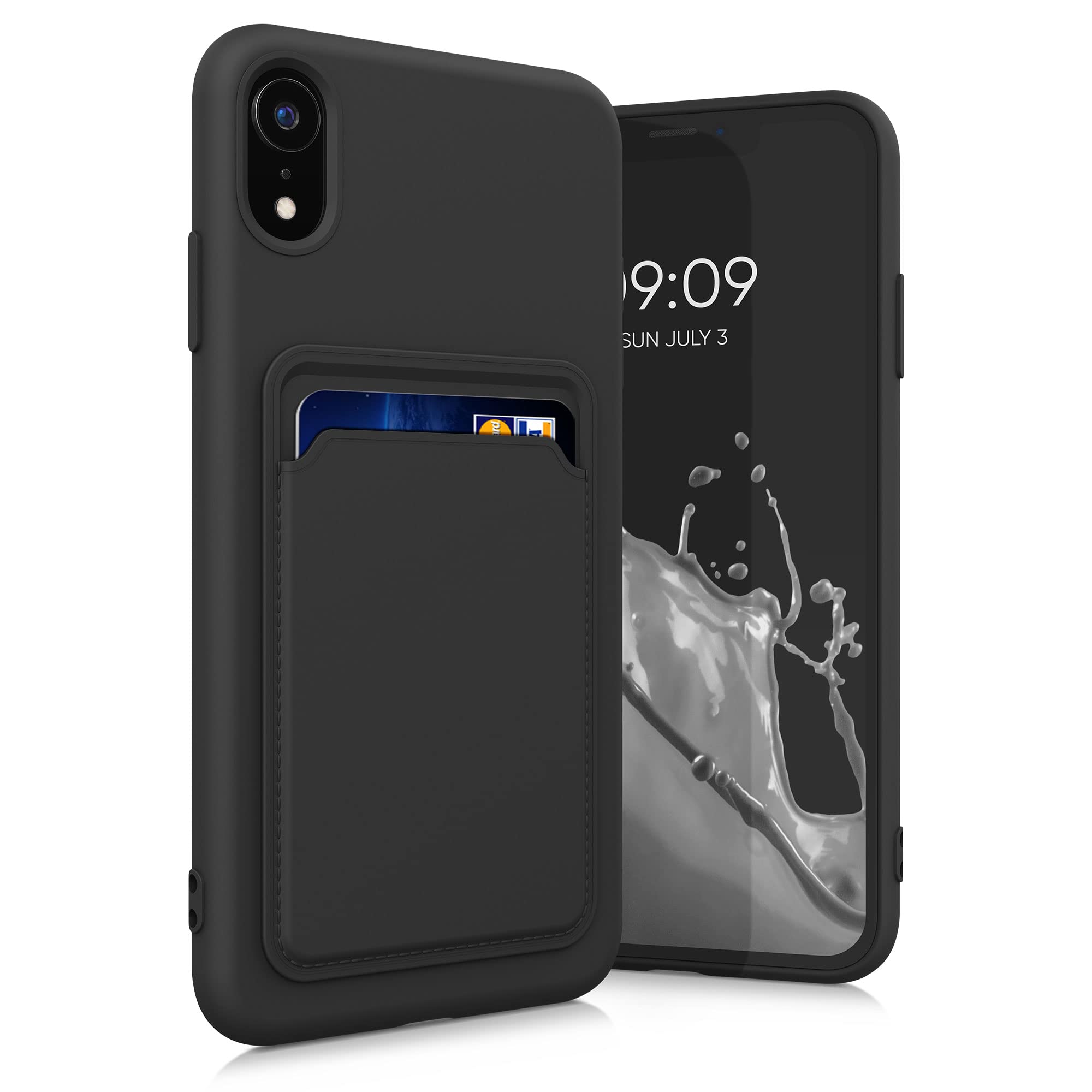 Kwmobile Case Compatible With Apple Iphone Xr Case   Tpu Phone Cover With Credit Card Holder   Black
