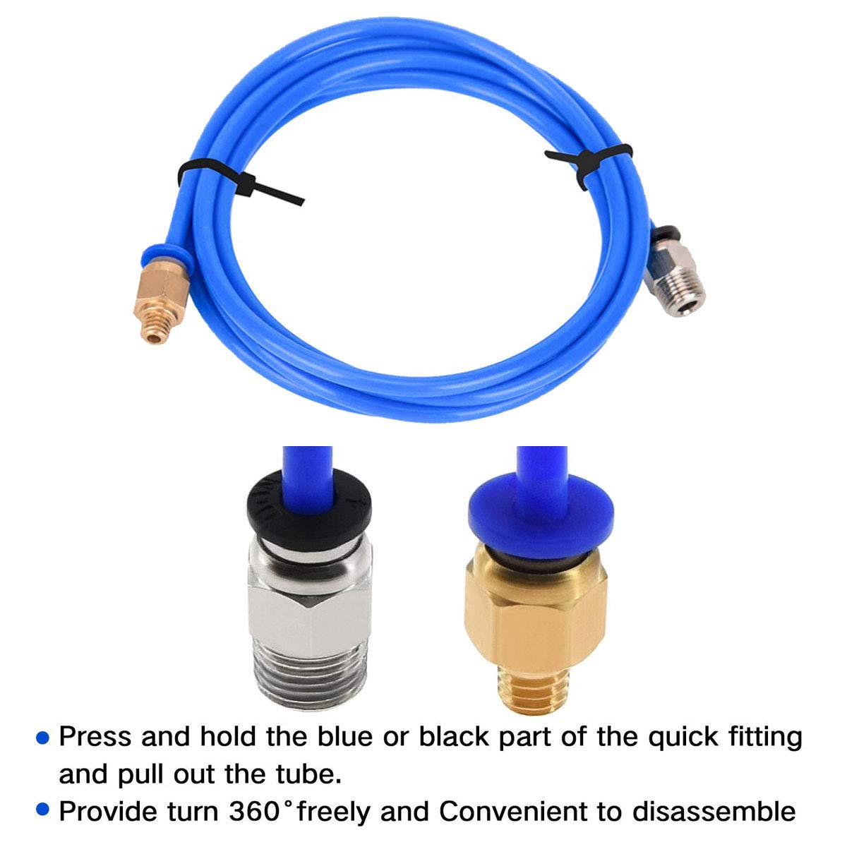 Alamscn 5Pcs Pc4 M6 Pneumatic Fitting Push To Connect + 5Pcs Pc4 M10 Straight Quick In Fitting Connectors For 3D Printer Bowden