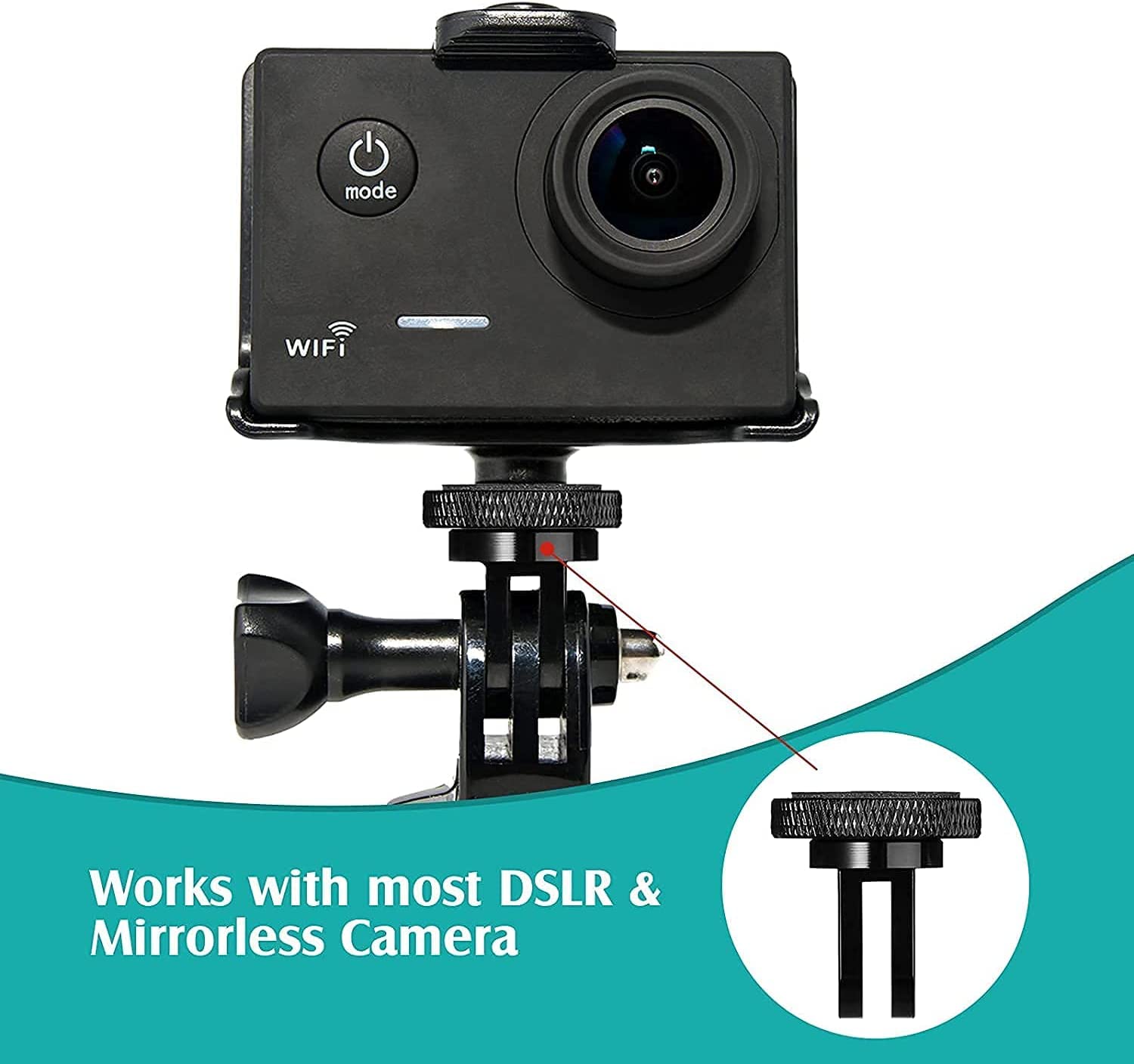 Vizemo Aluminum Camera Tripod Adapter 1/4' 20 Conversion Mounts Compatible With Gopro Action Cameras Insta360 And Other Standard 1/4 Accessories, Quarter Inch Mount For Gopro Ecosystem