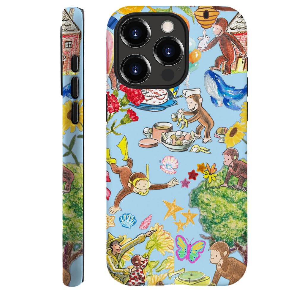 Case for iPhone 16 Pro Max - [Drop Protection Phone Cover] - Hybrid Case for Girl Women - Cute Monkey Flower