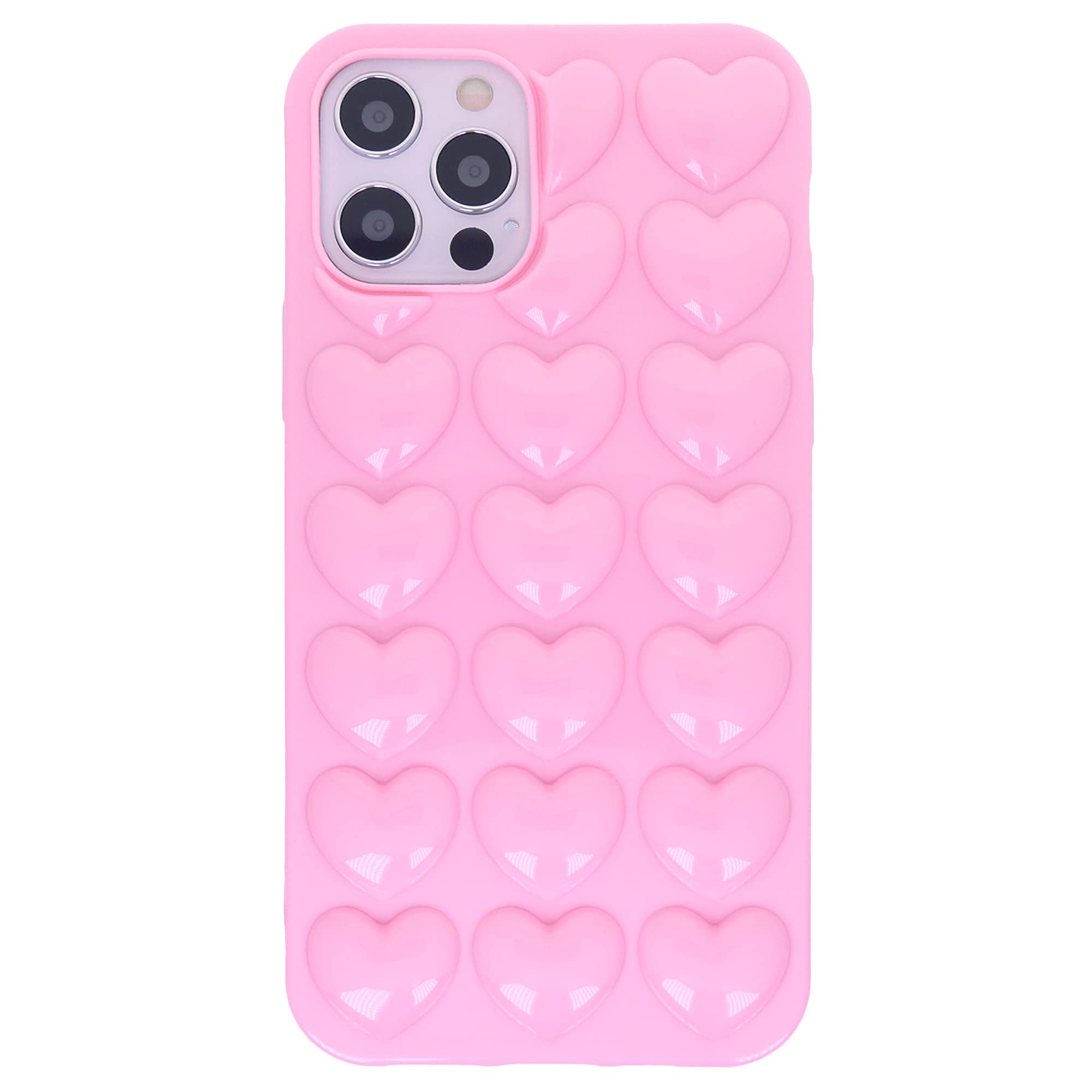DMaos iPhone 12 Pro Max Case for Women, 3D Pop Bubble Heart Kawaii Gel Cover, Cute Girly for iPhone12 Pro Max 6.7 inch - Baby Pi