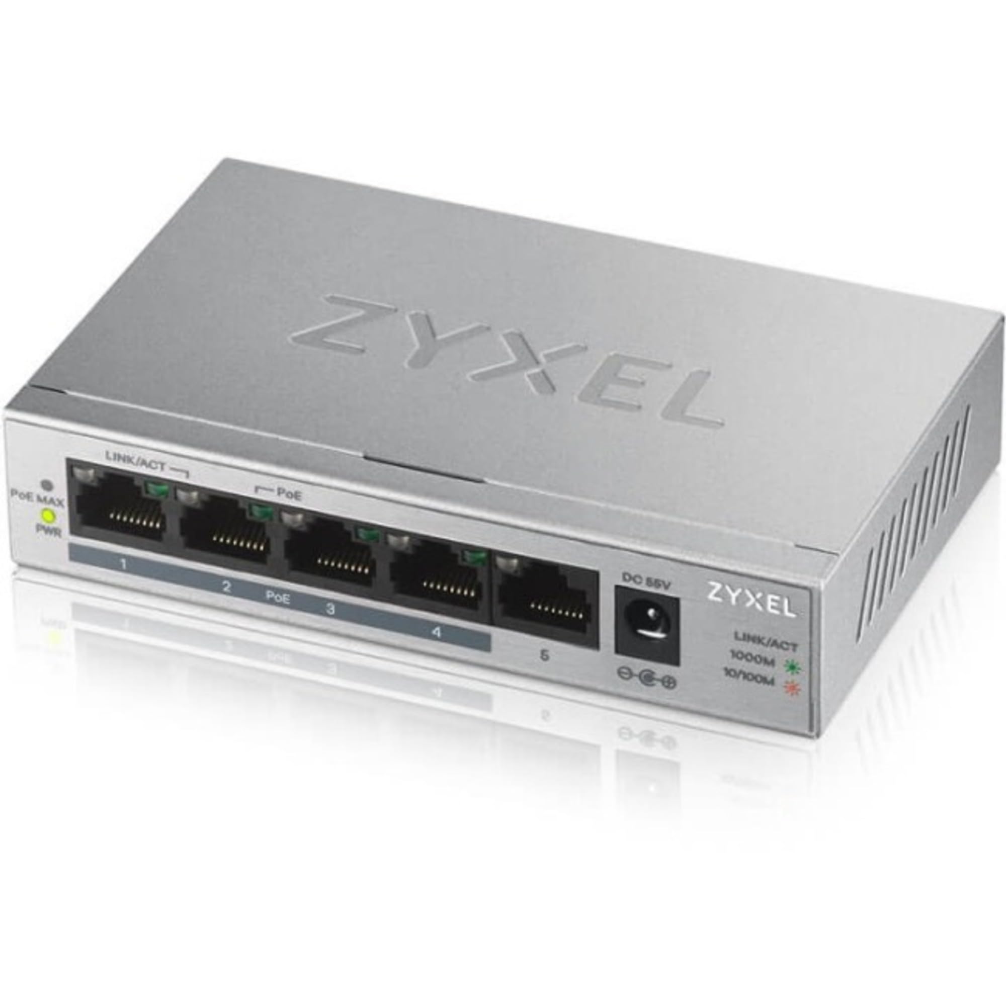Zyxel 5 Port Gigabit Unmanaged 4 X Poe+ With 60 Watt Budget, [Gs1005Hp]