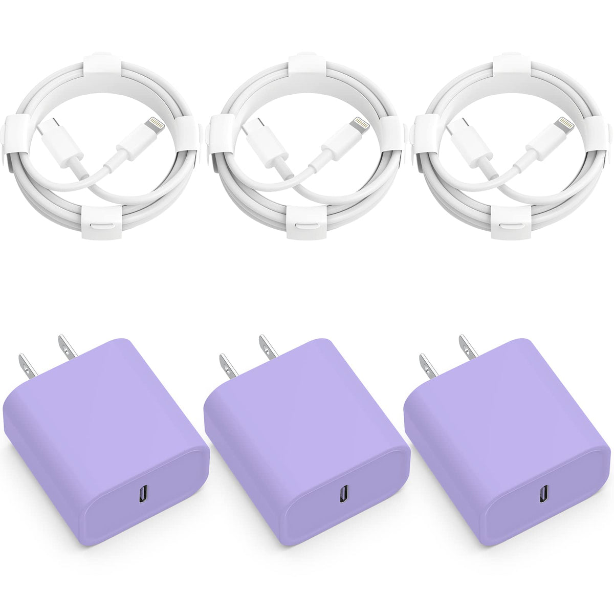 3 Pack Iphone 14 13 12 11 Fast Charger,?Mfi Certified? 20W Pd Usb C Wall Charger 6Ft Cable Fasting Charging Adapter Compatible W