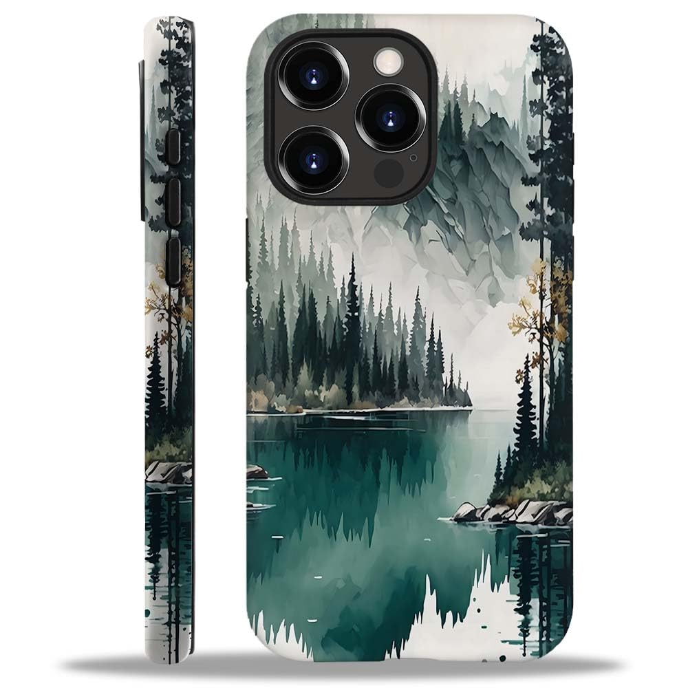 Seized Case Compatible With For Iphone 15 Pro,Mountain Forest Landscape Phone Case For Girl Women Boy Men,Durable Protection Cas