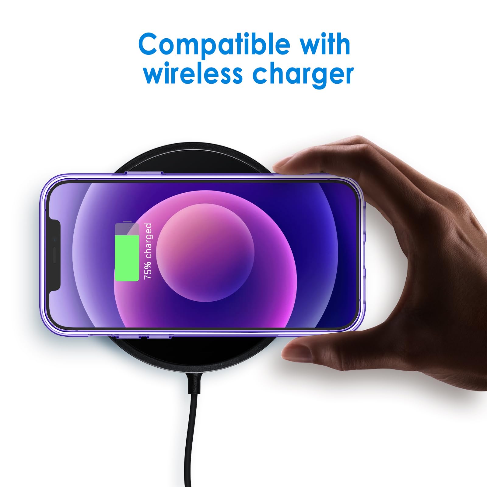 Jetech Case For Iphone 12/12 Pro 6.1 Inch, Non Yellowing Shockproof Phone Bumper Cover, Anti Scratch Clear Back (Deep Purple)