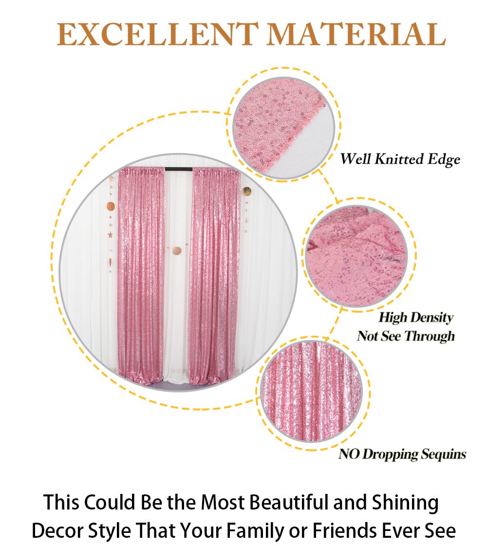 Shidianyi Sequin Curtain Backdrop 2 Panels 4Ftx6Ft Fuchsia Pink Backdrop Curtain Photo Booth Backdrop 48Inx72In  190425E