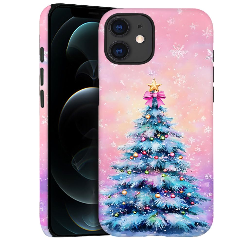 DJSOK Compatible with iPhone 11,Frosted PC Anti-Scratch Shockproof Case - Christmas Tree Pink
