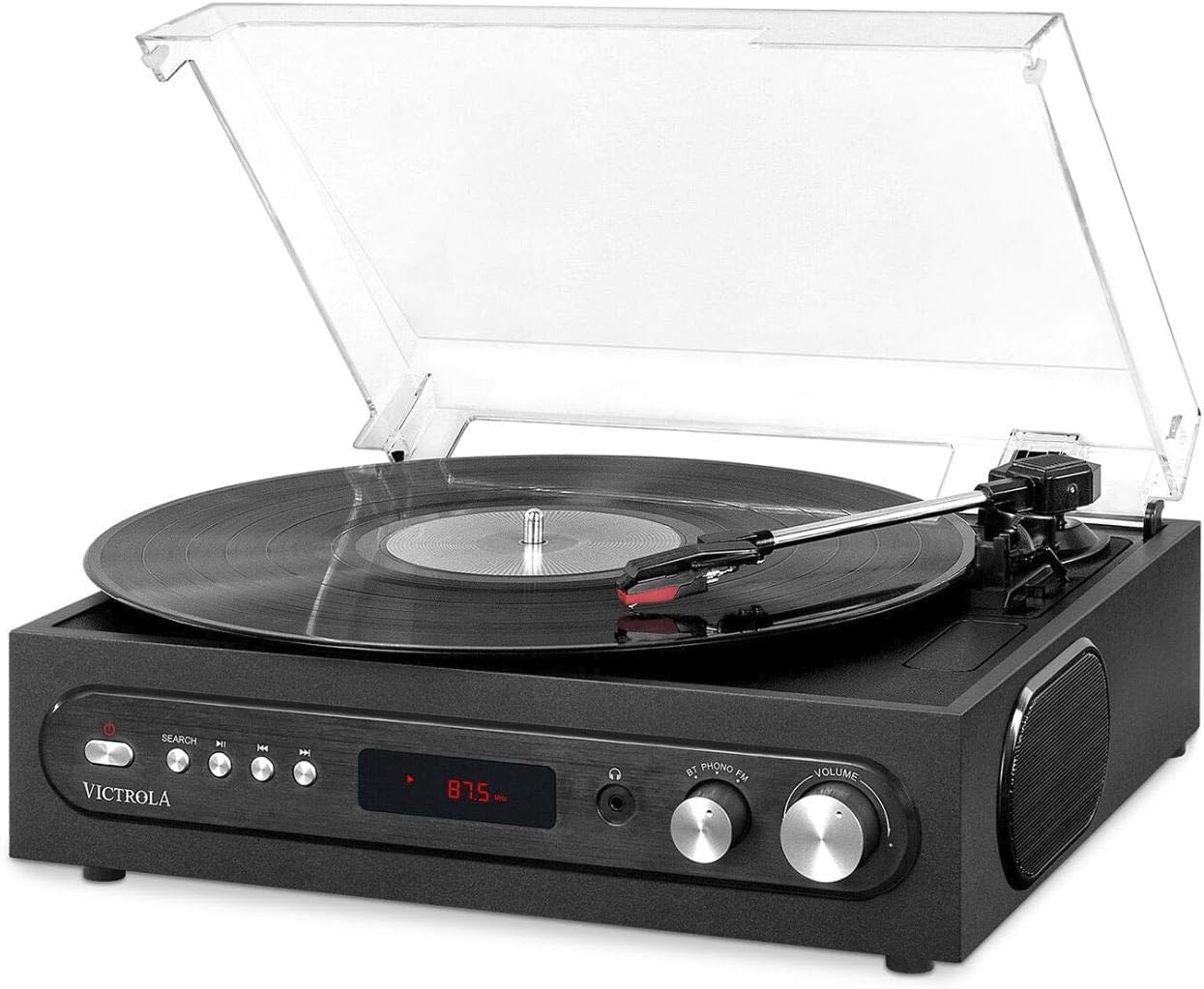 Victrola All In 1 Bluetooth Record Player With Built In Speakers And 3 Speed Turntable Mahogany (Vta 65 Blk)