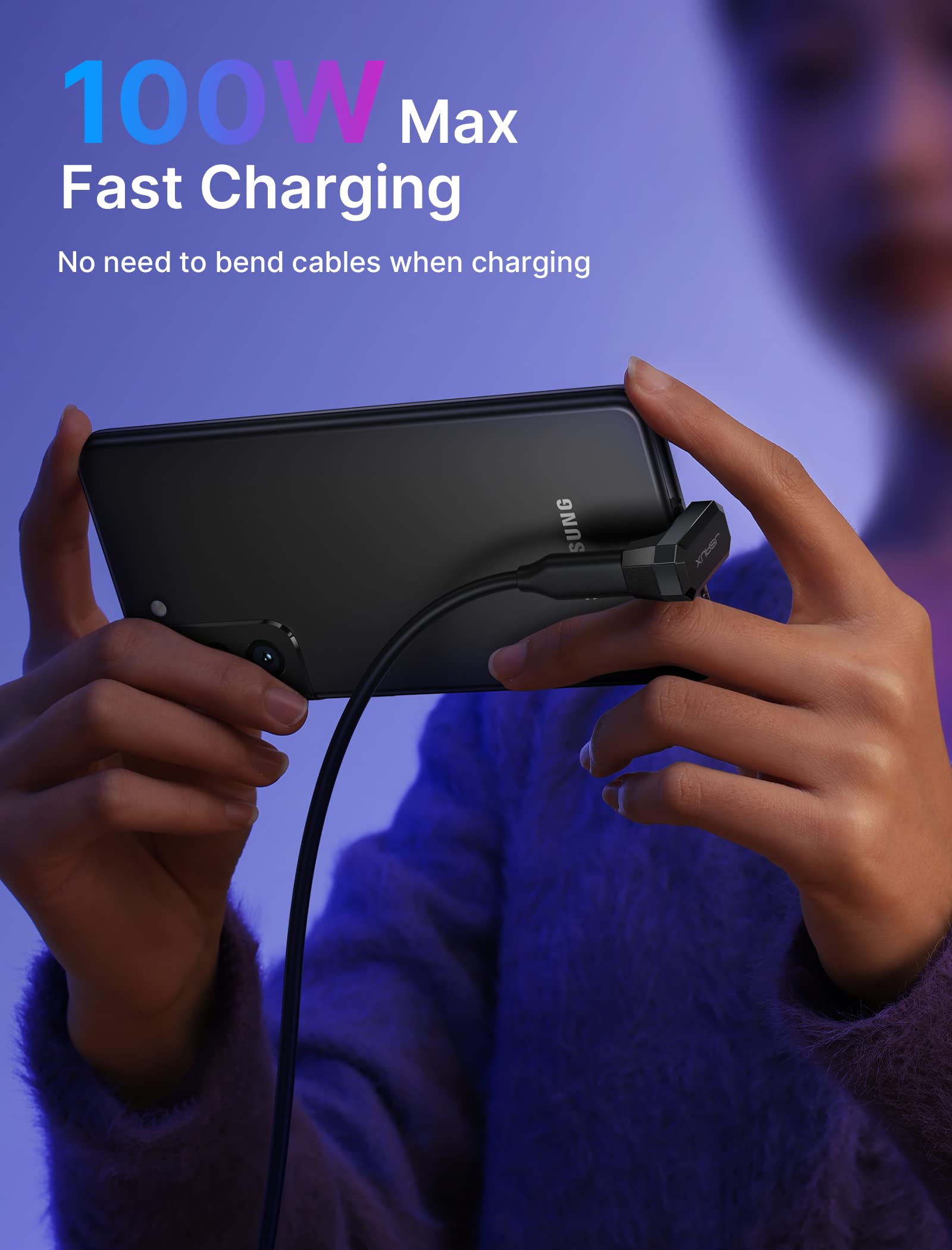 Jsaux 180 Usb-C To Usb Adapter 2 Pack, 180 Degree Angle Usb-C Male To Usb-C Female Usb-C 3.1/Pd 100W And Type-C Male To Usb-A Fe