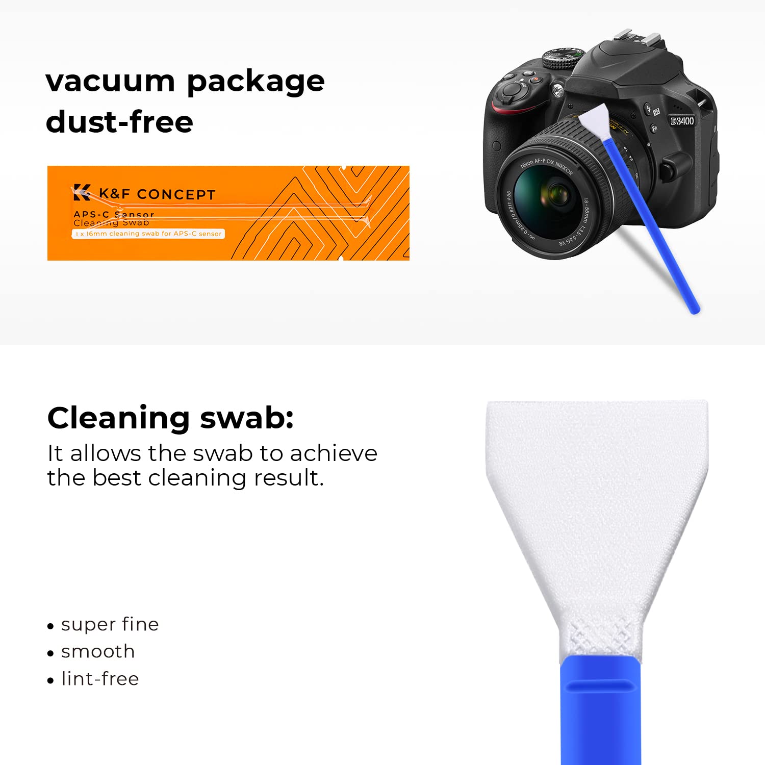 K&F Concept 16Mm Aps C Sensor Cleaning Swab*10 + 20Ml Sensor Cleaner, Dslr Slr Digital Camera Cmos And Ccd Sensor Cleaning Swab