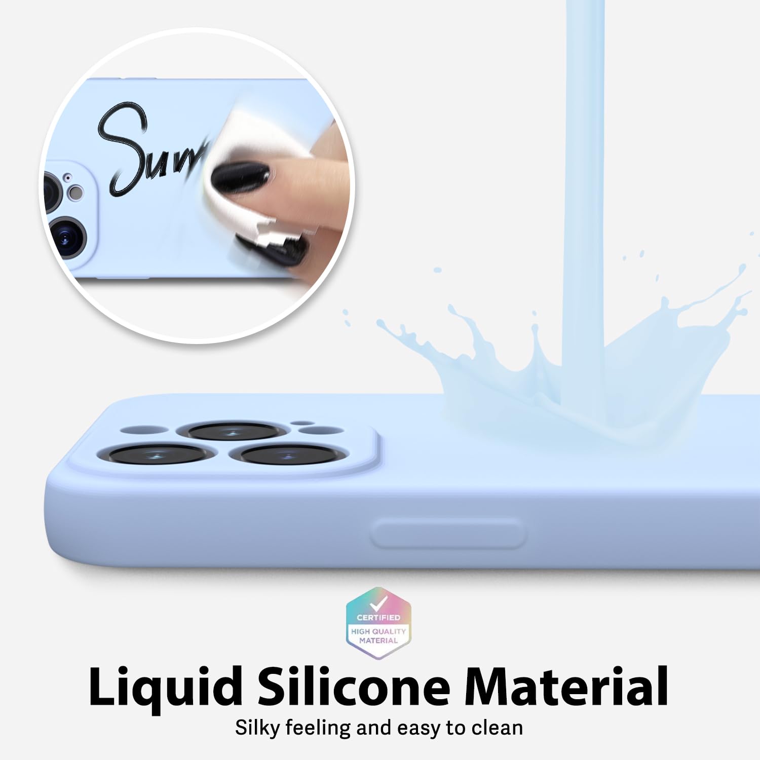 Oakxco For Iphone 13 Pro Max Phone Case Liquid Silicone, Thin Slim Soft Rubber Tpu Plain Smooth Gel Cover For Women Girl Aesthet