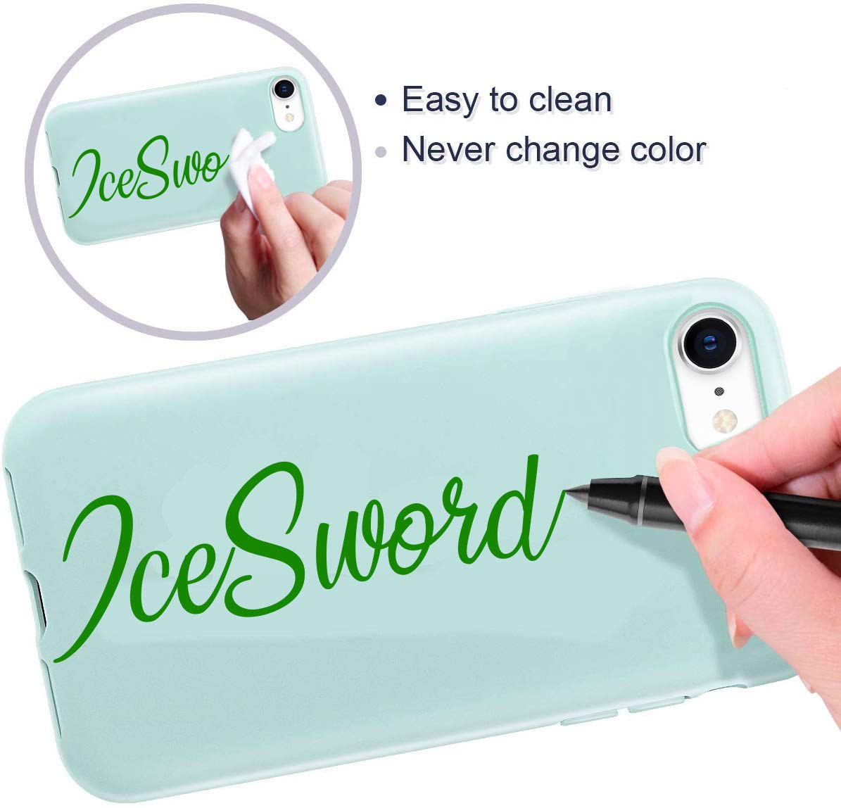 IceSword Liquid Silicone Gel Rubber Case for iPhone SE 3 2022/SE 2020/8/7 Drop Protection Mint Green 4.7 inch