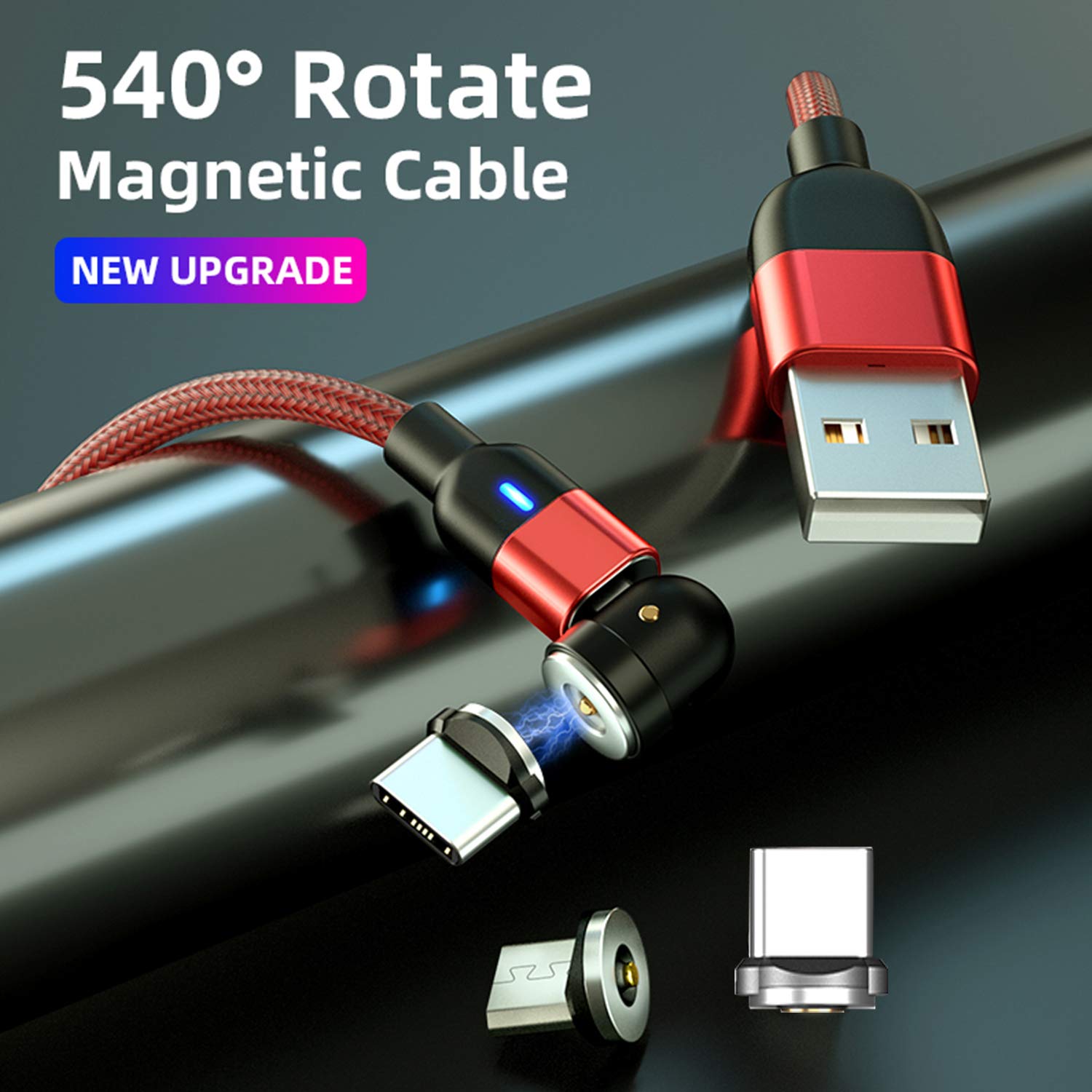 Bojianxin 540� Rotation Magnetic Charging Cable(7 Pack, 1.6Ft/3.3Ft/3.3Ft/6.6Ft/6.6Ft/10Ft/10Ft) Magnetic Usb Cable, 3 In 1 Magnetic Phone Charger Compatible With Micro Usb, Type C Etc